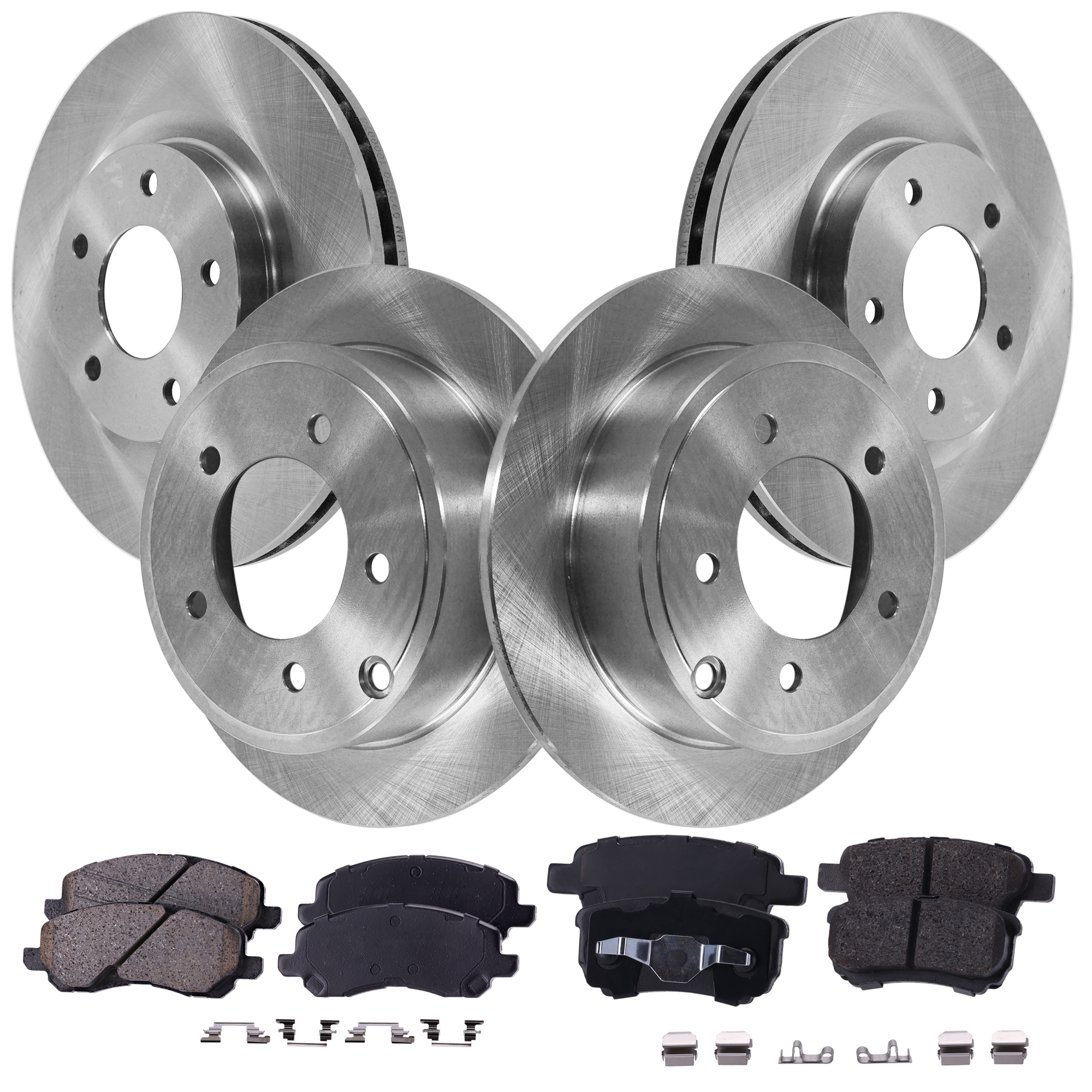 AM CALIBER 09-09 FRONT AND REAR BRAKE DISC AND PAD KIT 4 Wheel Set SKU KIT 012821-02-33 OEM 5105515AA 5105514AA 5105514-51