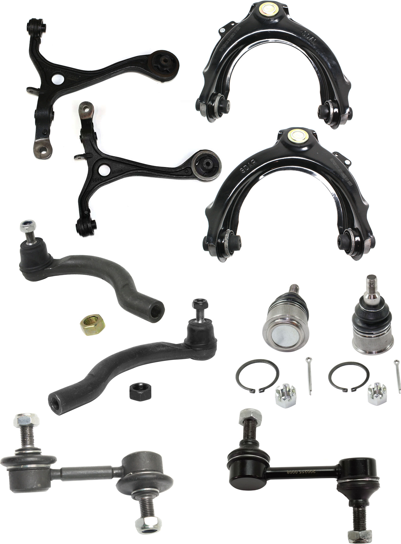 AM ACCORD 03-03 TSX 04-08 FRONT CONTROL ARM KIT RH AND LH Upper and Lower 10 pc kit with Ball Joints Sway Bar Links and Tie Rod Ends SKU KIT 012821-02-41 OEM 1016526-2601662-2601797-505