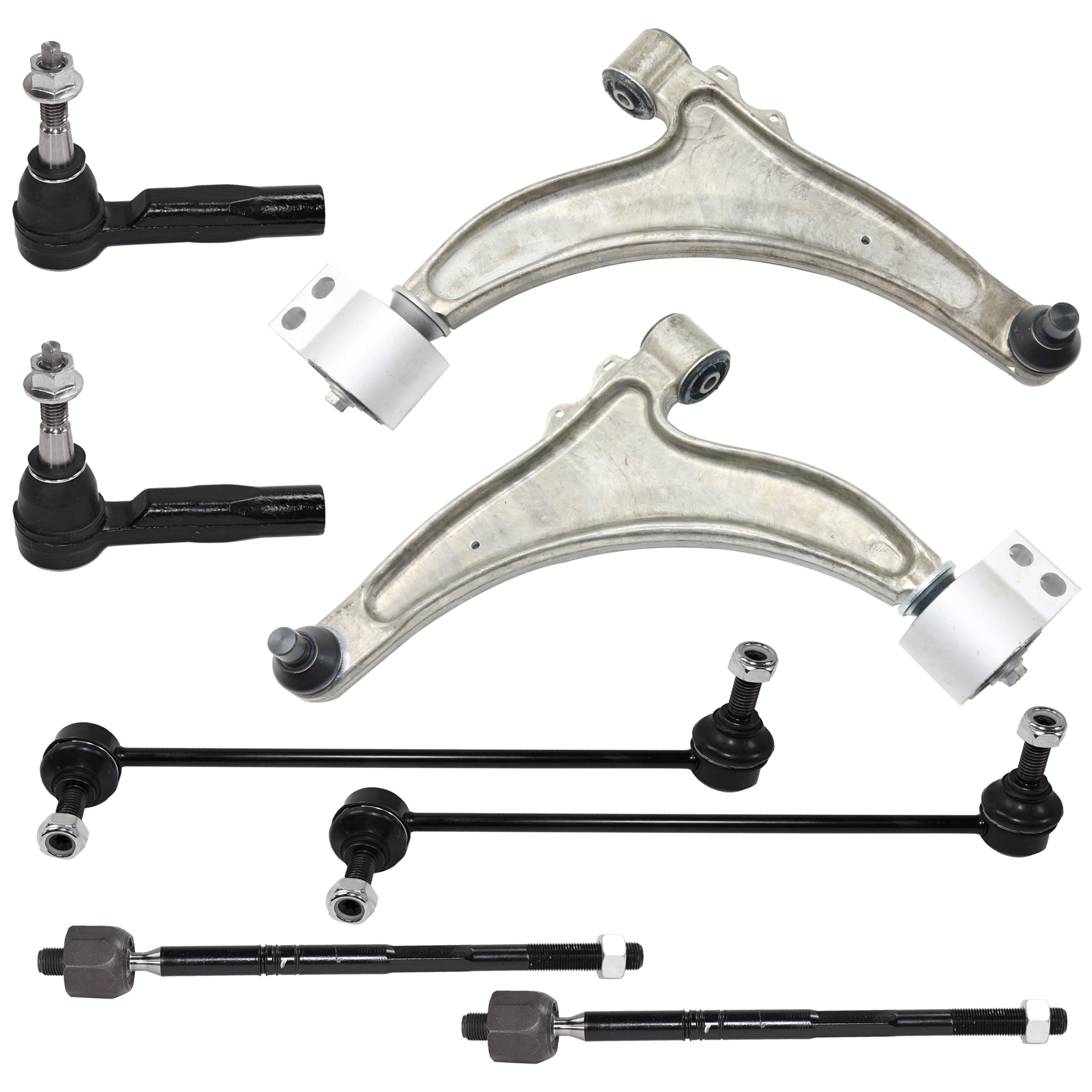 AM LACROSSE 11-13 FRONT CONTROL ARM RH AND LH Lower w ball joint s 8 pc Kit with Sway Bar Link and Tie Rod End SKU KIT 012925 C03 OEM 13282833-13286686-1609026-45A1