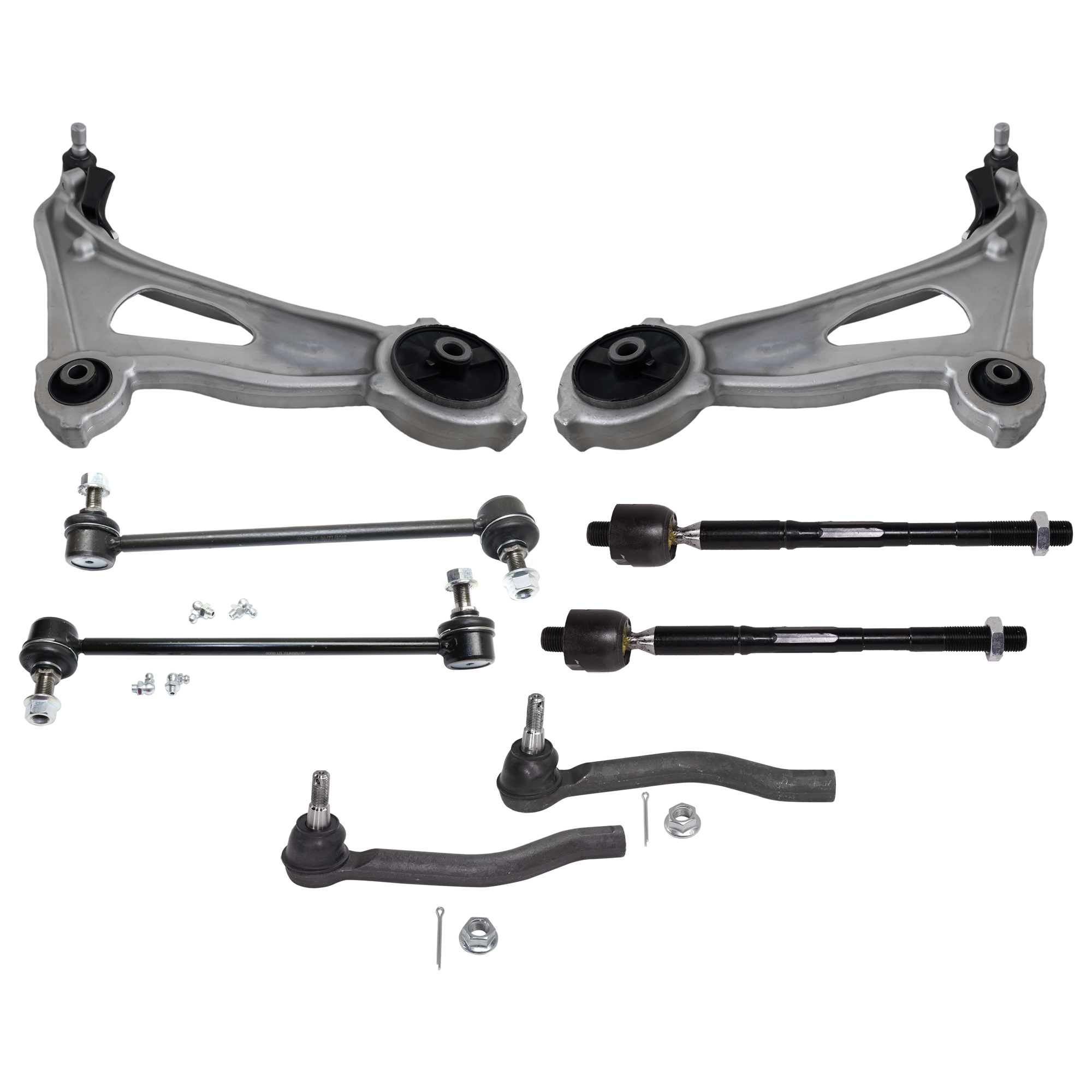 AM QX60-14-19 PATHFINDER 13-19 FRONT CONTROL ARM RH AND LH 8 pc Kit with Sway Bar Link and Tie Rod End SKU KIT 012925 C104 OEM 18750095-46G20775A SL69121-187