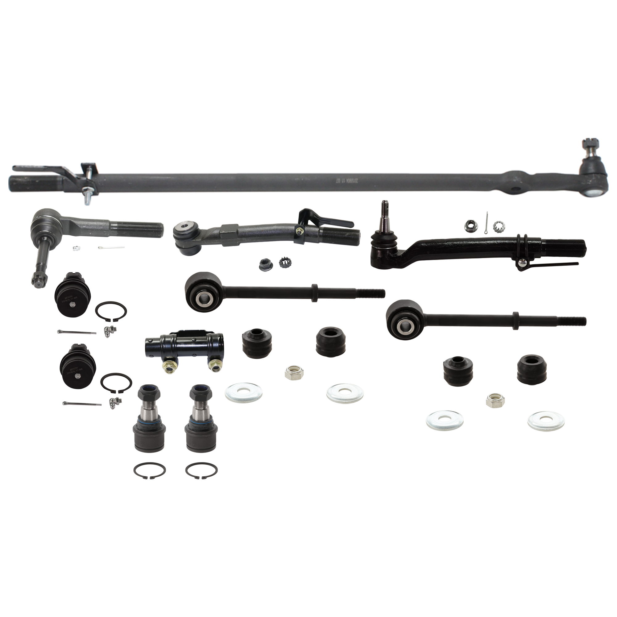 AM F 250 F 350 SUPER DUTY 05-07 DRAG LINK 4WD 11 pc Kit w Ball Joint Sway Bar Link Tie Rod Adjusting Sleeve and Tie Rod End SKU KIT 012925 C116 OEM 2696117-4101095-4101095B 45