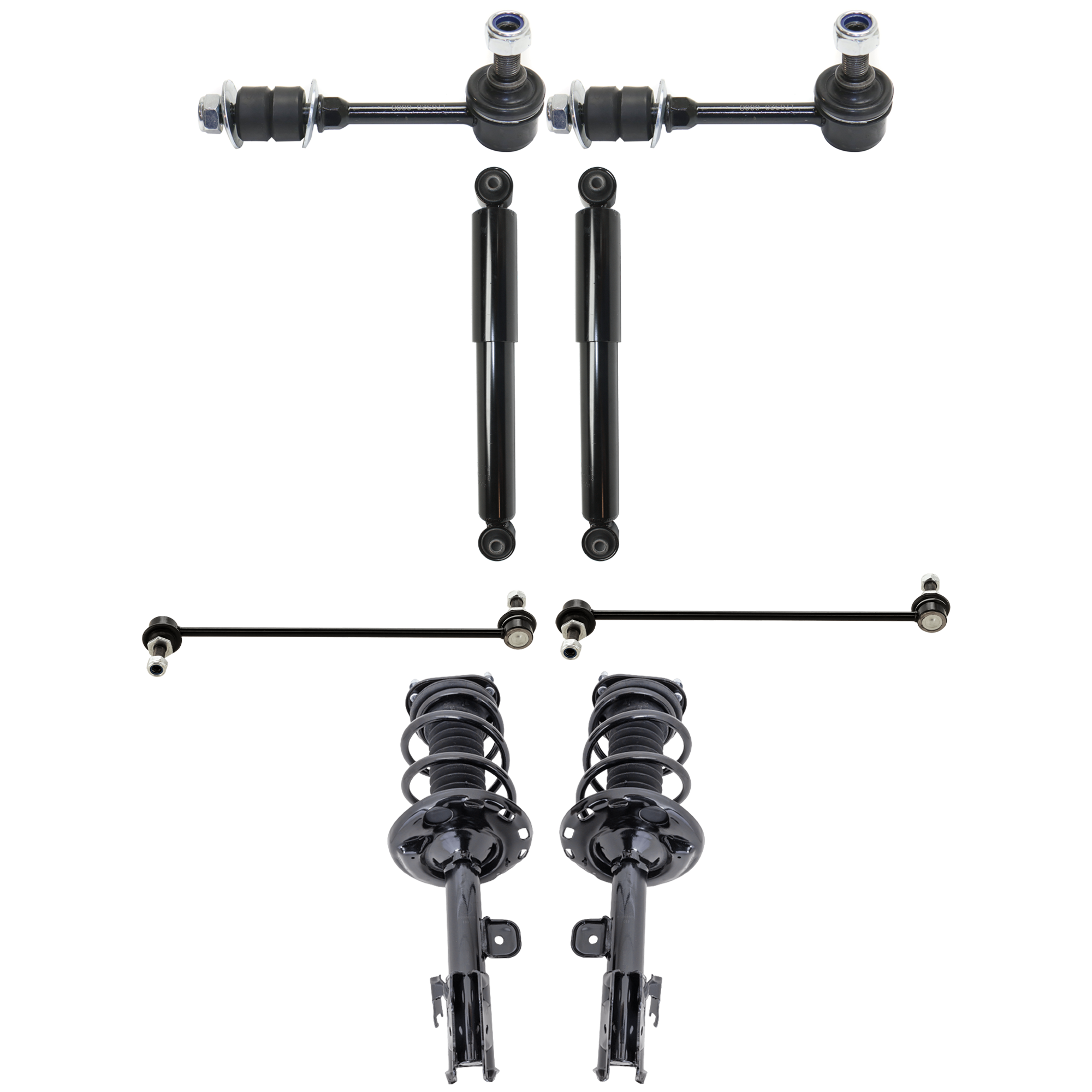AM RAV4-06-12 FRONT AND REAR LOADED STRUT RH AND LH Gas Charged Twin tube 8 pc Kit w Sway Bar Link SKU KIT 012925 C134