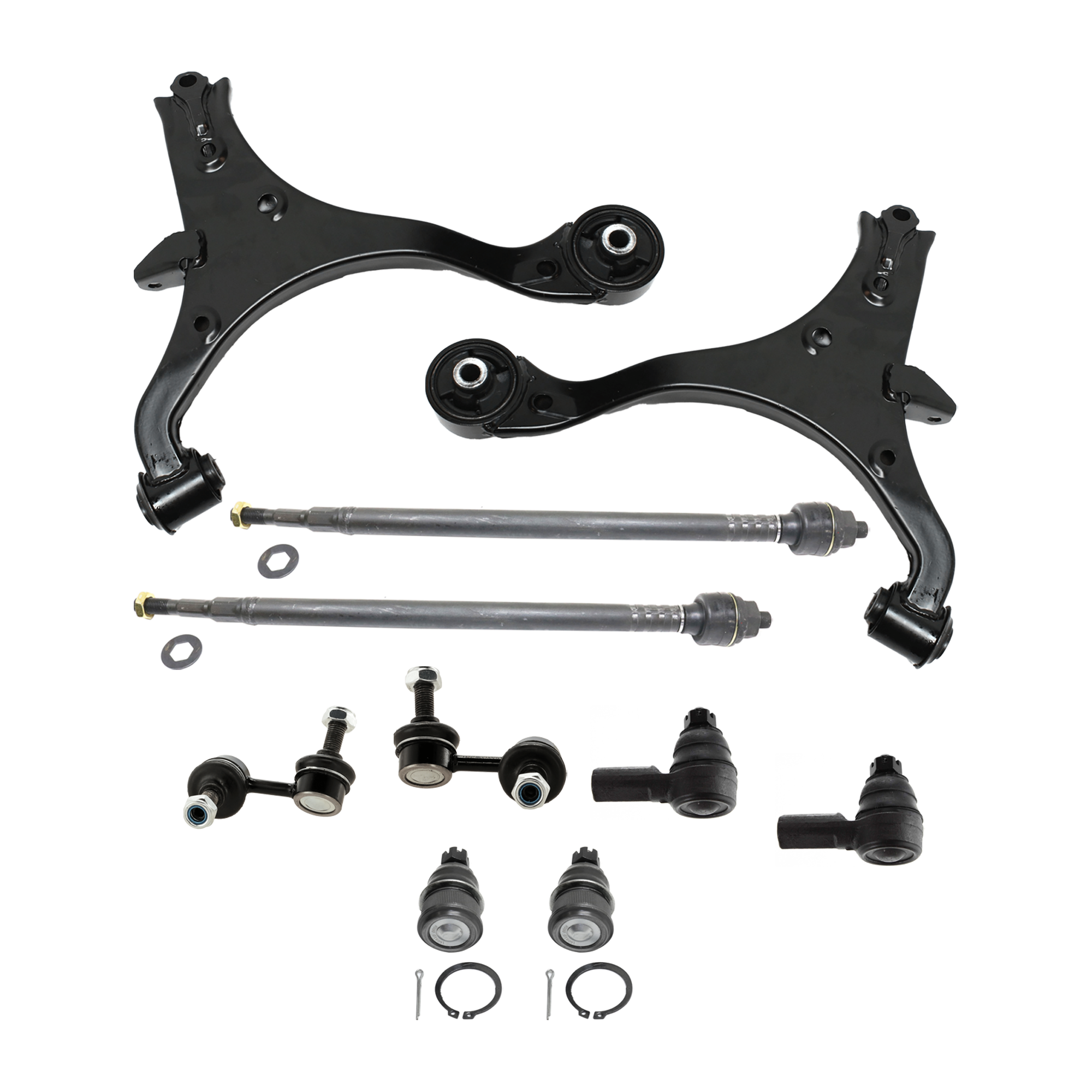 AM EL 01-05 CIVIC 01-05 FRONT CONTROL ARM RH AND LH Lower w o ball joint s 10 pc Kit with Ball Joint Sway Bar Link and Tie Rod End SKU KIT 012925 C142 OEM 51350S5A306-51350S5AA02-5135