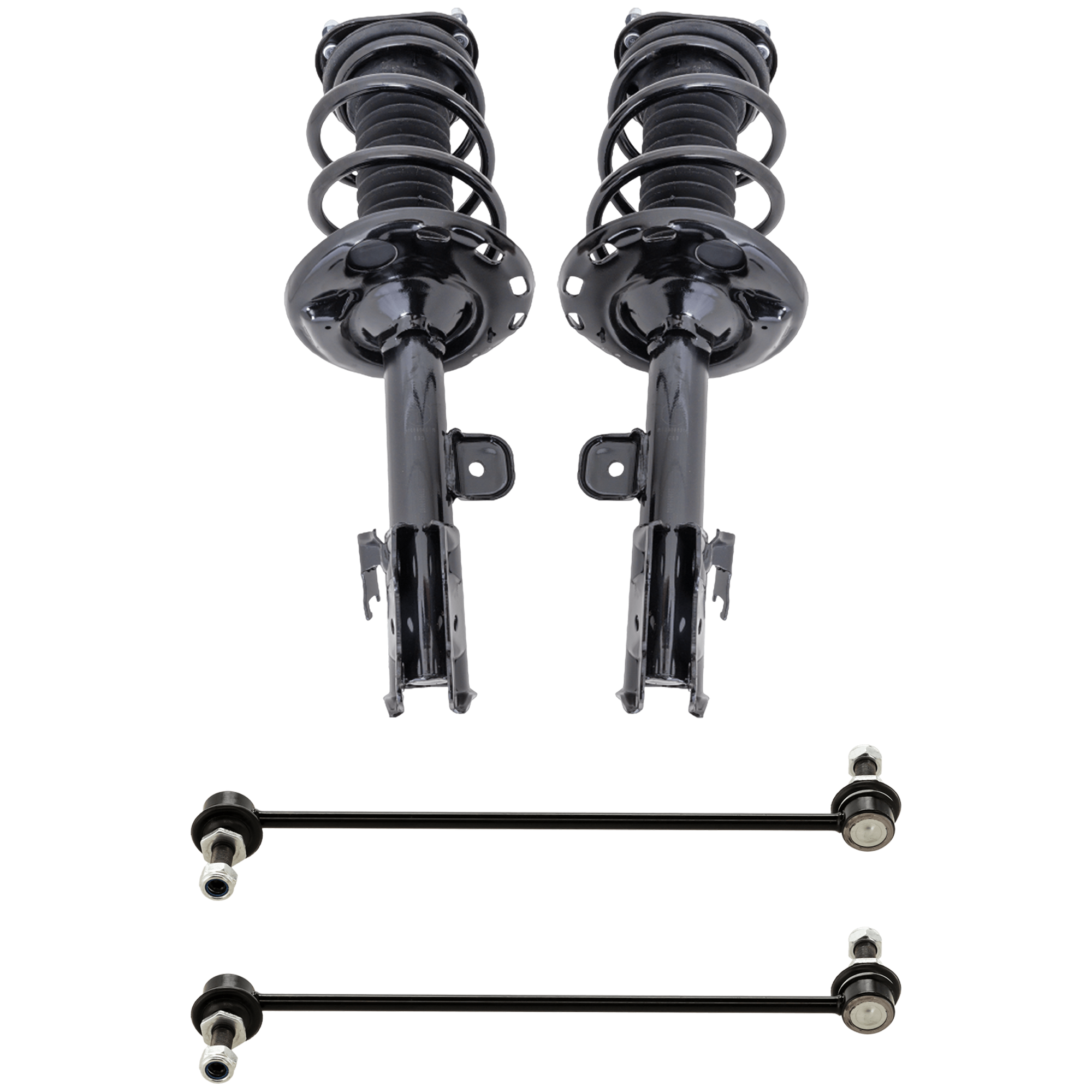 AM RAV4-06-12 FRONT LOADED STRUT RH AND LH Gas Charged Twin tube 4 pc Kit w Sway Bar Link SKU KIT 012925 C151 OEM 11253-11255-172276-816931