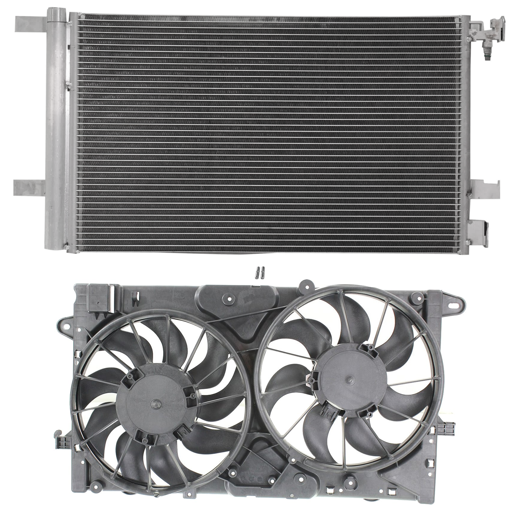 AM MALIBU 13-15 MALIBU LIMITED 16-16 COOLING FAN ASSEMBLY 2 pc Kit w A C Condenser SKU KIT 012925 C161 Partslink GM3030285 OEM 23305638