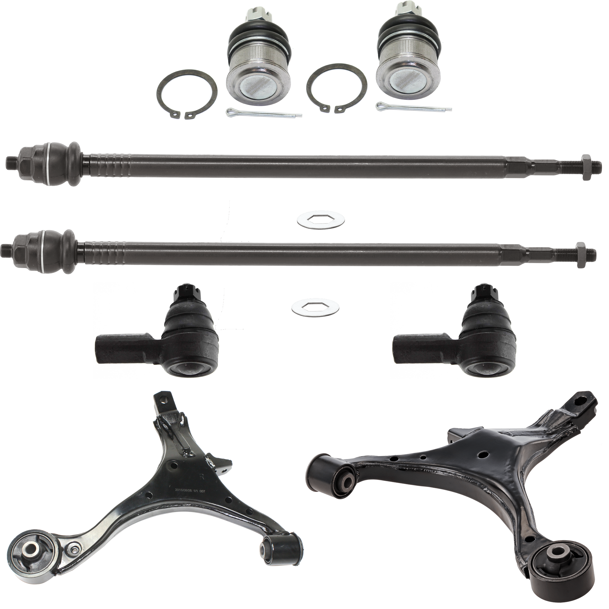 AM CR V 02-06 FRONT CONTROL ARM RH AND LH Lower w o ball joint s 8 pc Kit with Ball Joint and Tie Rod End SKU KIT 012925 C164 OEM 51350S9AA02-51360S9AA02-260166
