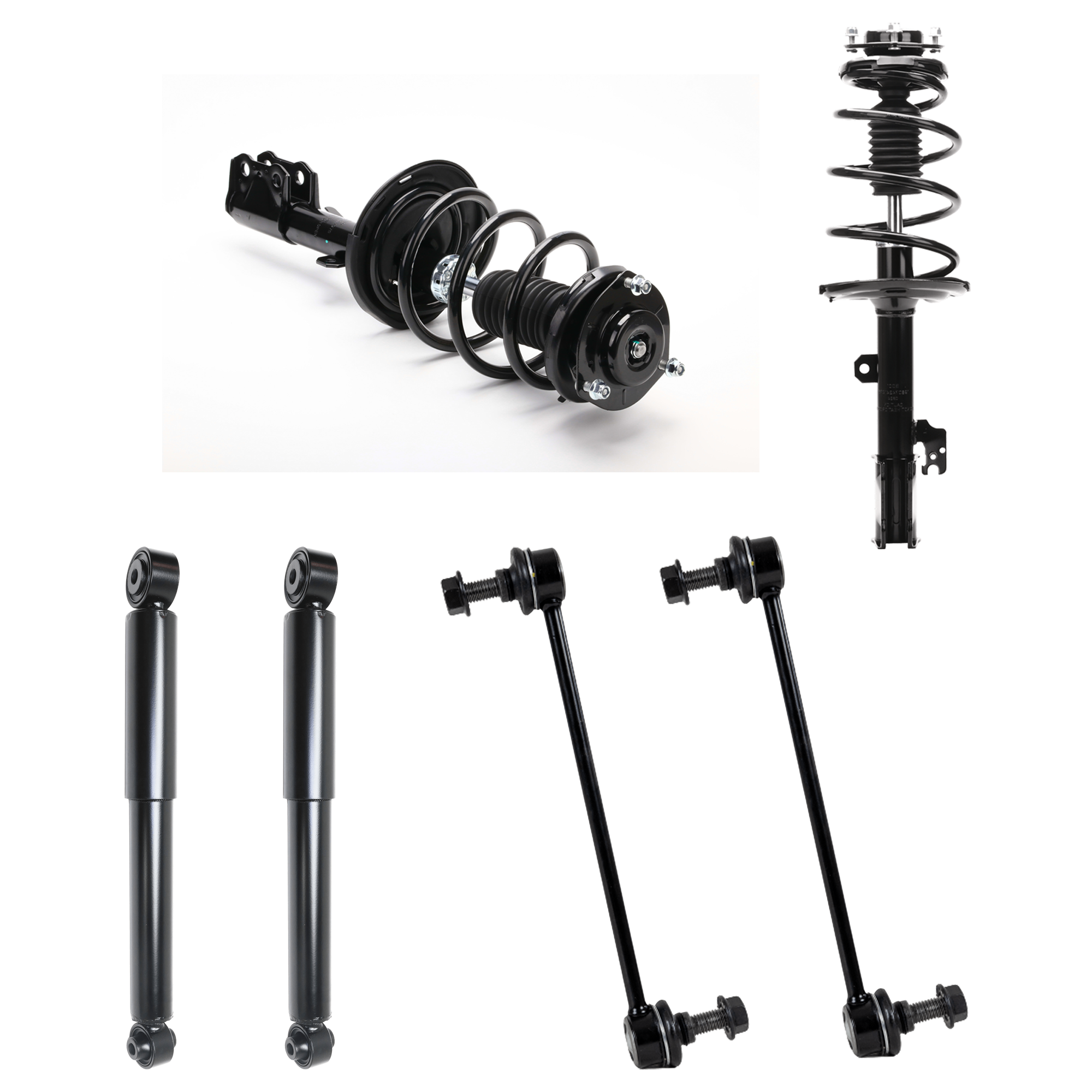 AM RX350 RX450H 10-15 FRONT AND REAR SHOCK ABSORBER RH AND LH Gas Charged Twin tube 6 pc Kit w Sway Bar Link SKU KIT 012925 C16 OEM 18299-1014907-2651481-5451272