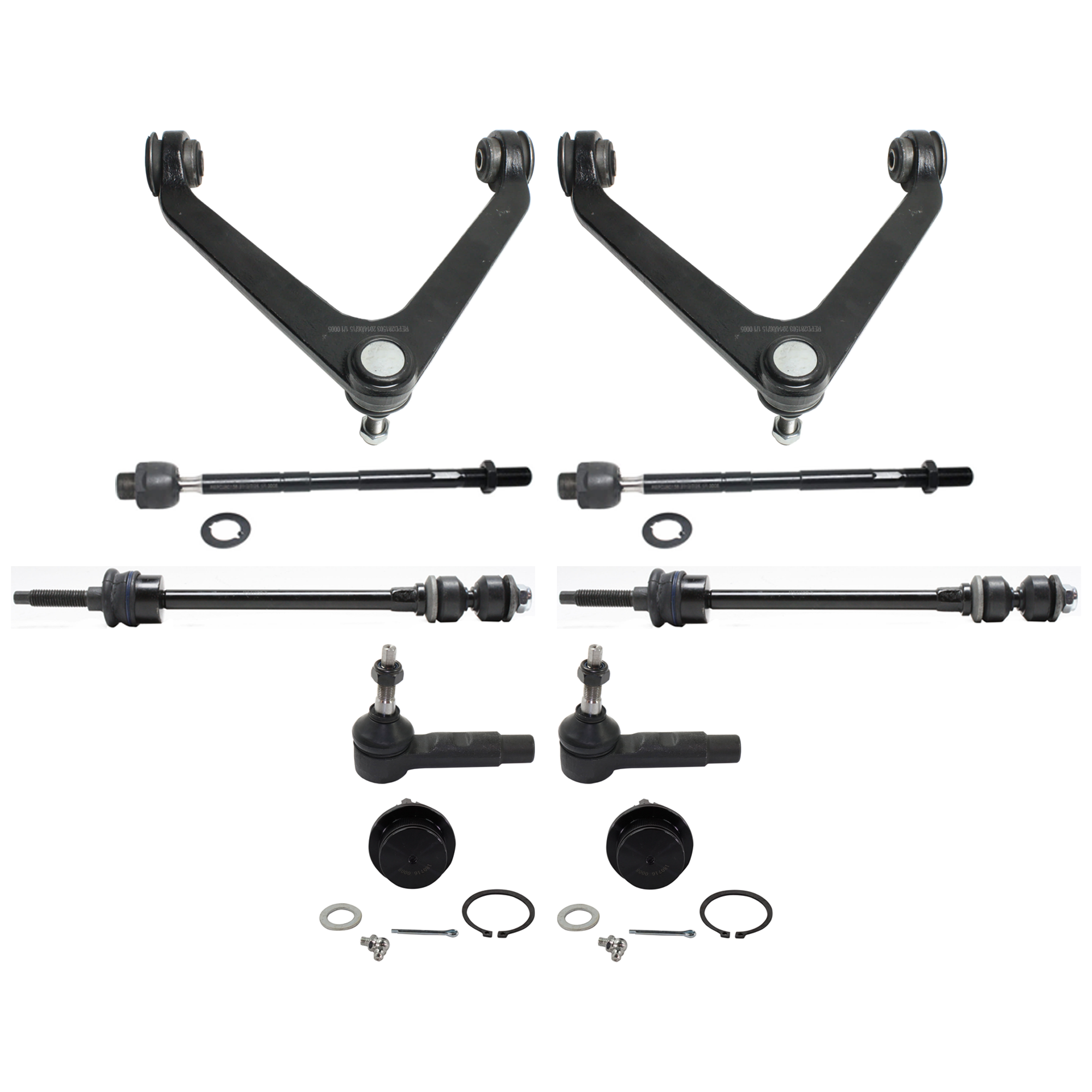 AM RAM 1500-02-05 FRONT CONTROL ARM RH AND LH Upper w ball joint s 10 pc Kit with Ball Joint Sway Bar Link and Tie Rod End SKU KIT 012925 C193 OEM 104333-2601556-5051294-45D2294