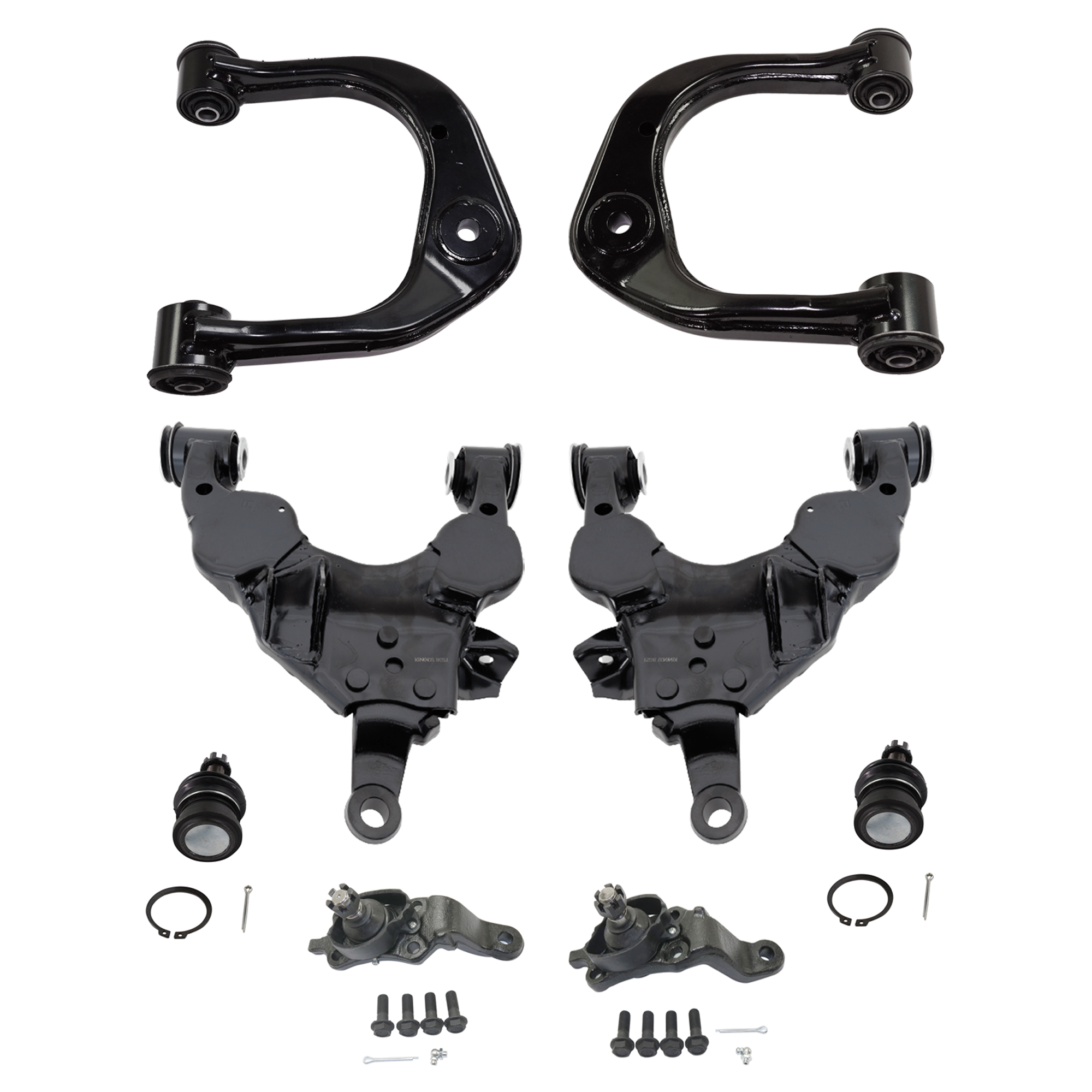 AM SEQUOIA 05-07 TUNDRA 04-06 FRONT CONTROL ARM RH AND LH Upper and Lower 8 pc Kit with Ball Joint SKU KIT 012925 C198 OEM 104279-1014817-2601565-5001116