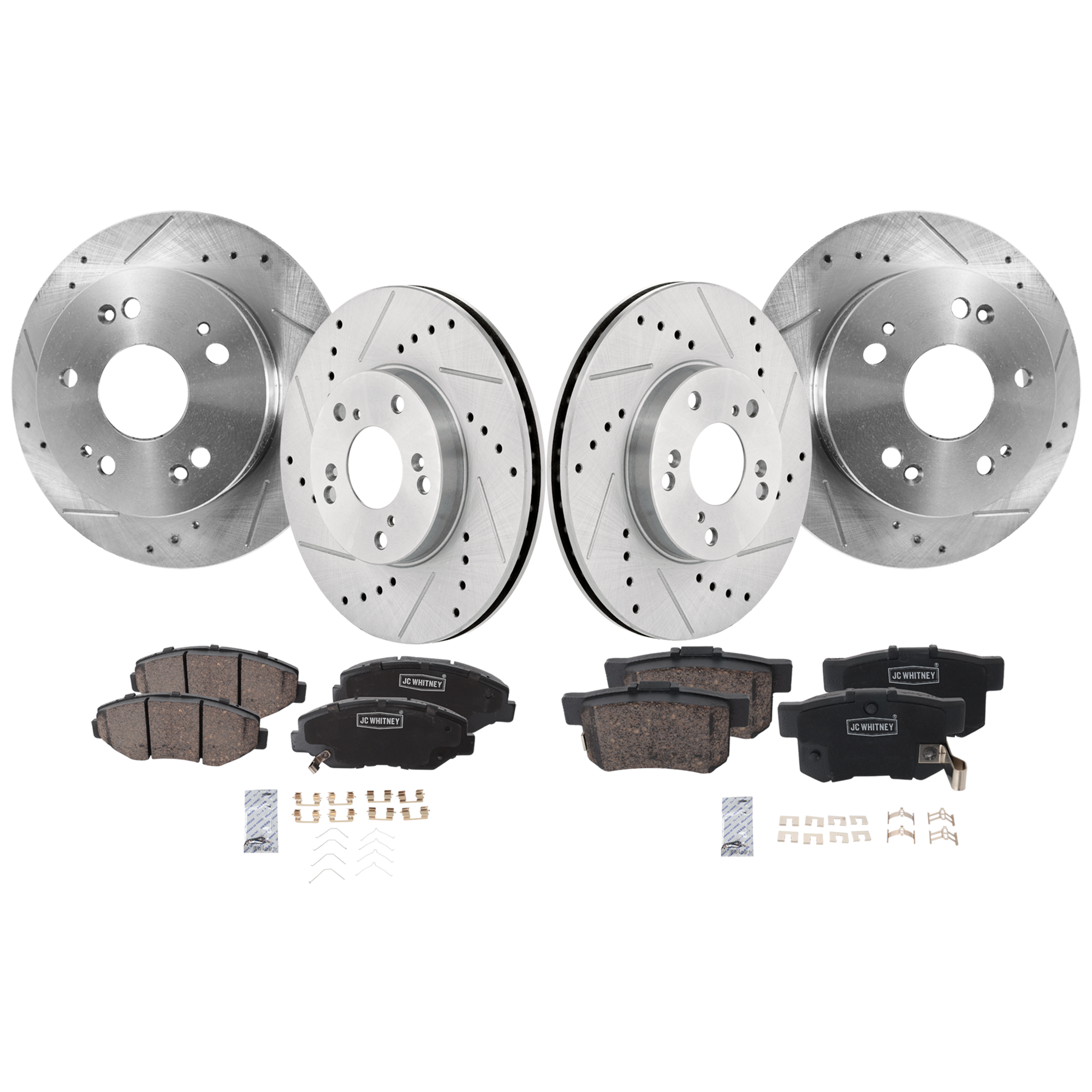 AM CIVIC ILX 15-15 FRONT AND REAR BRAKE DISC AND PAD KIT 4 Wheel Set SKU KIT 012925 C208 OEM 31227-31420-108400-145159-0832