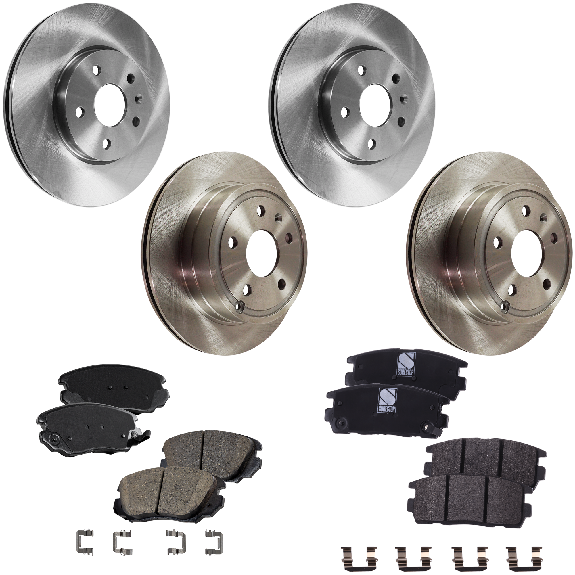 AM EQUINOX 10-17 TERRAIN 10-17 FRONT AND REAR BRAKE DISC AND PAD KIT 4 Wheel Set Plain Surface Vented 5 Lugs SKU KIT 012925 C212 OEM 41262-55178-850168-900824-6004