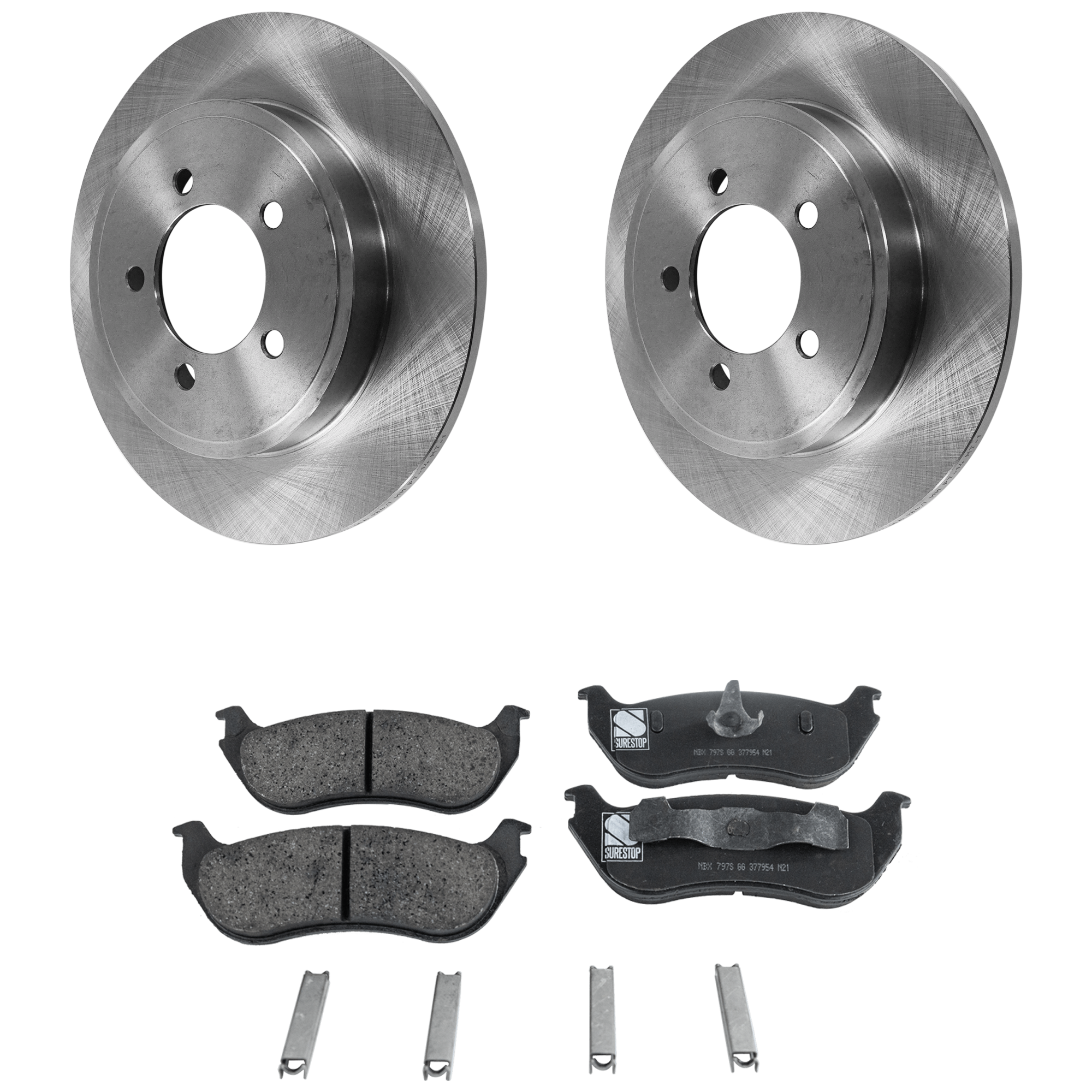 AM EXPLORER MOUNTAINEER 02-10 REAR BRAKE DISC AND PAD KIT 2 Wheel Set Plain Surface SKU KIT 012925 C219 OEM 1L2Z2C026AA 6L2Z2C026A 5L2Z2C0