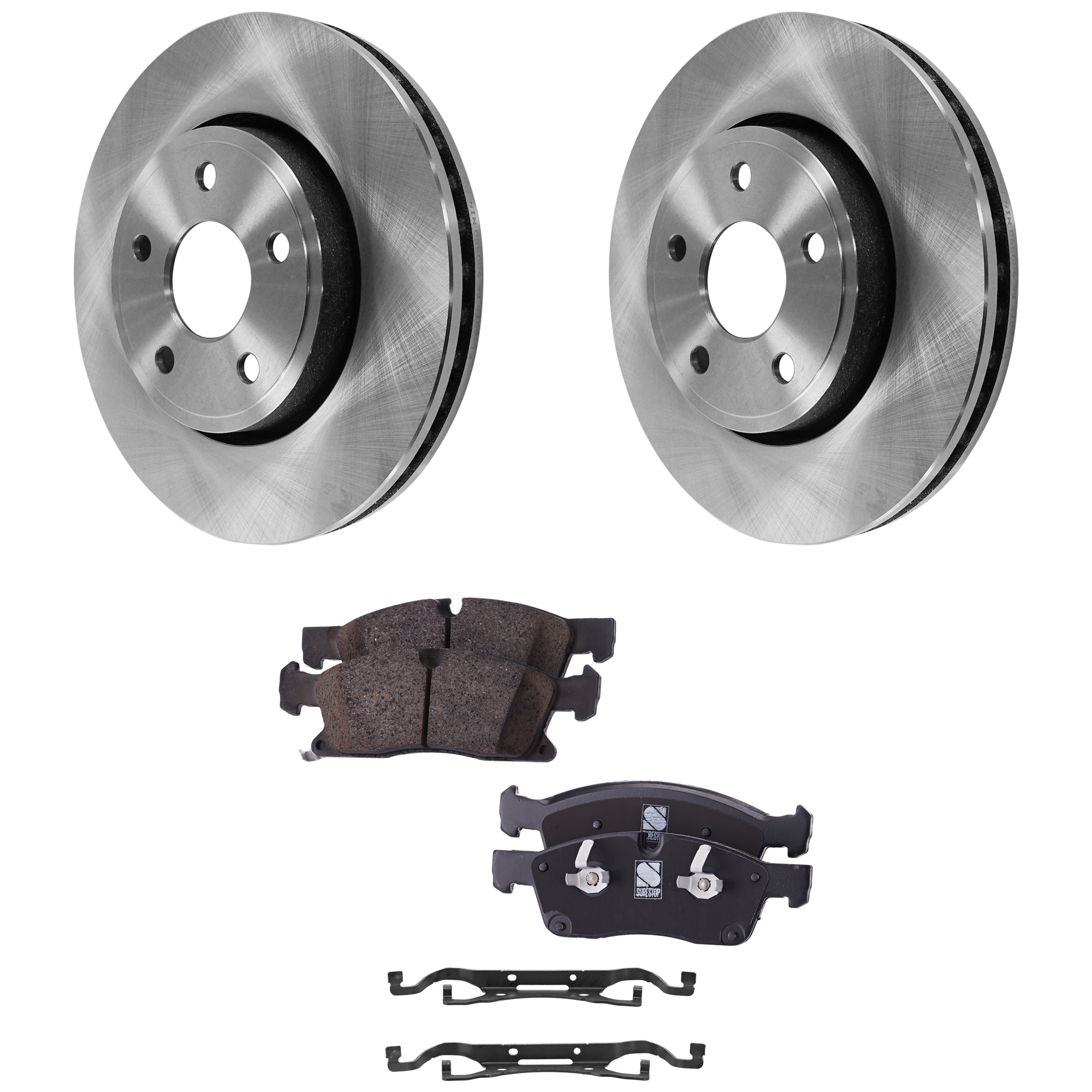 AM DURANGO GRAND CHEROKEE 11-16 FRONT BRAKE DISC AND PAD kit 4 pc kit Plain Surface Solid 5 Lugs 330mm Front Disc Solid Rear Disc SKU KIT 012925 C227 OEM 43177-53062-72162-591375-78086