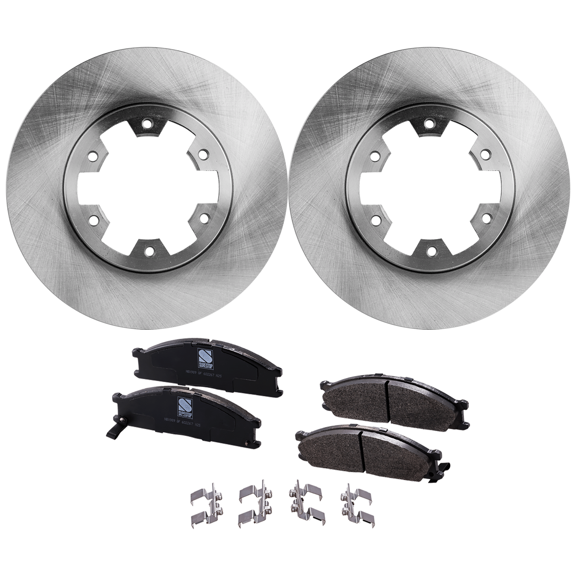 AM D21-86-94 FRONTIER 98-02 FRONT BRAKE DISC AND PAD KIT 4 pc kit Plain Surface Vented 6 Lugs SKU KIT 012925 C244 OEM 4020631G00-4020631G01-26296AA0