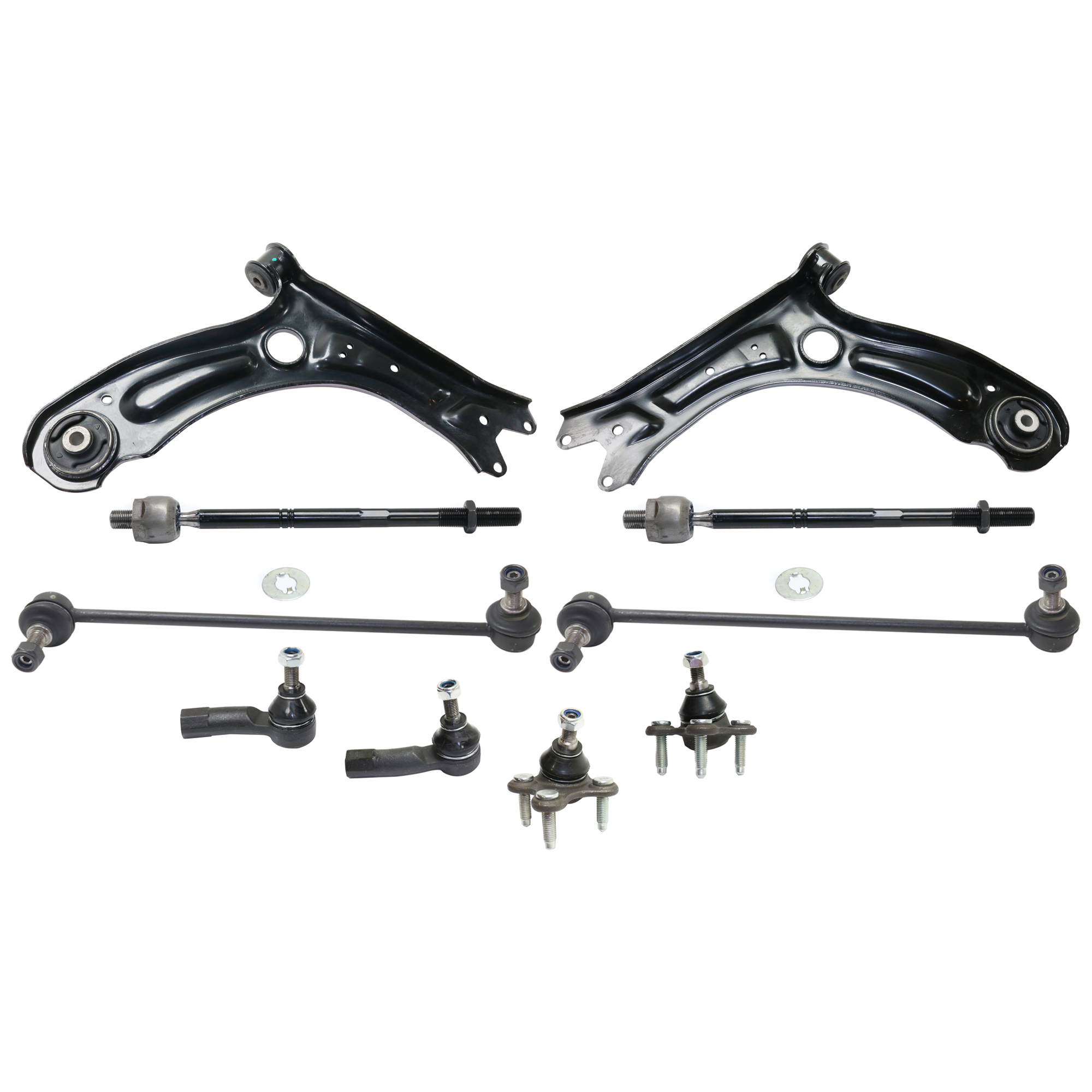 AM JETTA 11-18 FRONT CONTROL ARM RH AND LH Lower w o ball joint s 10 pc Kit with Ball Joint Sway Bar Link and Tie Rod End SKU KIT 012925 C264 OEM 5C0407151B 5C0407151D 5C040715