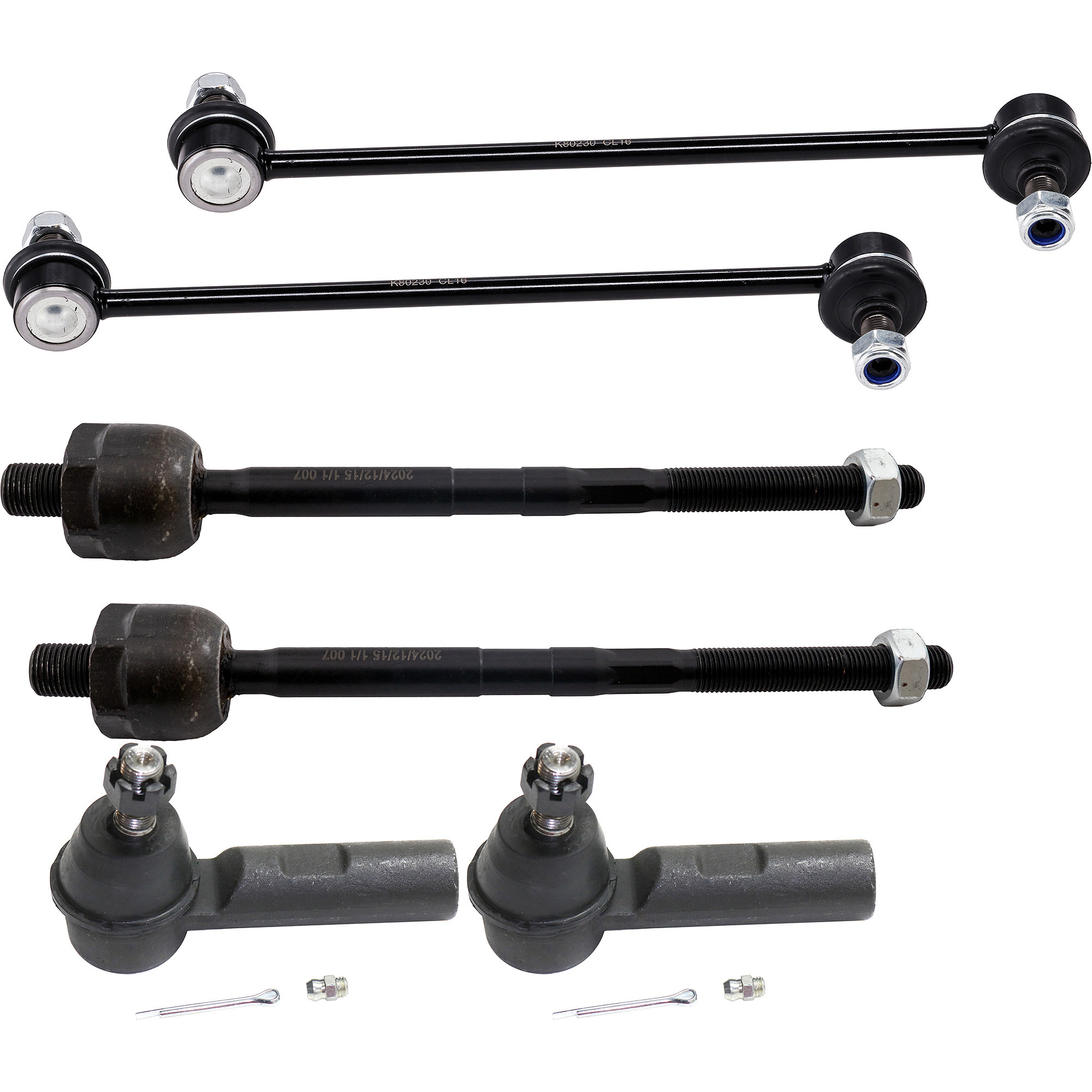 AM COROLLA 09-19 MATRIX 09-14 FRONT TIE ROD RH AND LH Inner and Outer 6 pc Kit with Sway Bar Link SKU KIT 012925 C27 OEM 18354-1014908-1880230-2651559
