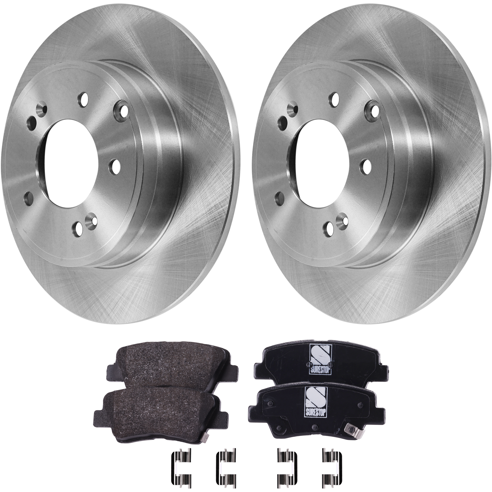 AM CADENZA 14-16 REAR BRAKE DISC AND PAD KIT 4 pc Kit Plain Surface Solid 5 Lugs SKU KIT 012925 C295 OEM 584110A100-583022VA30-583023RA