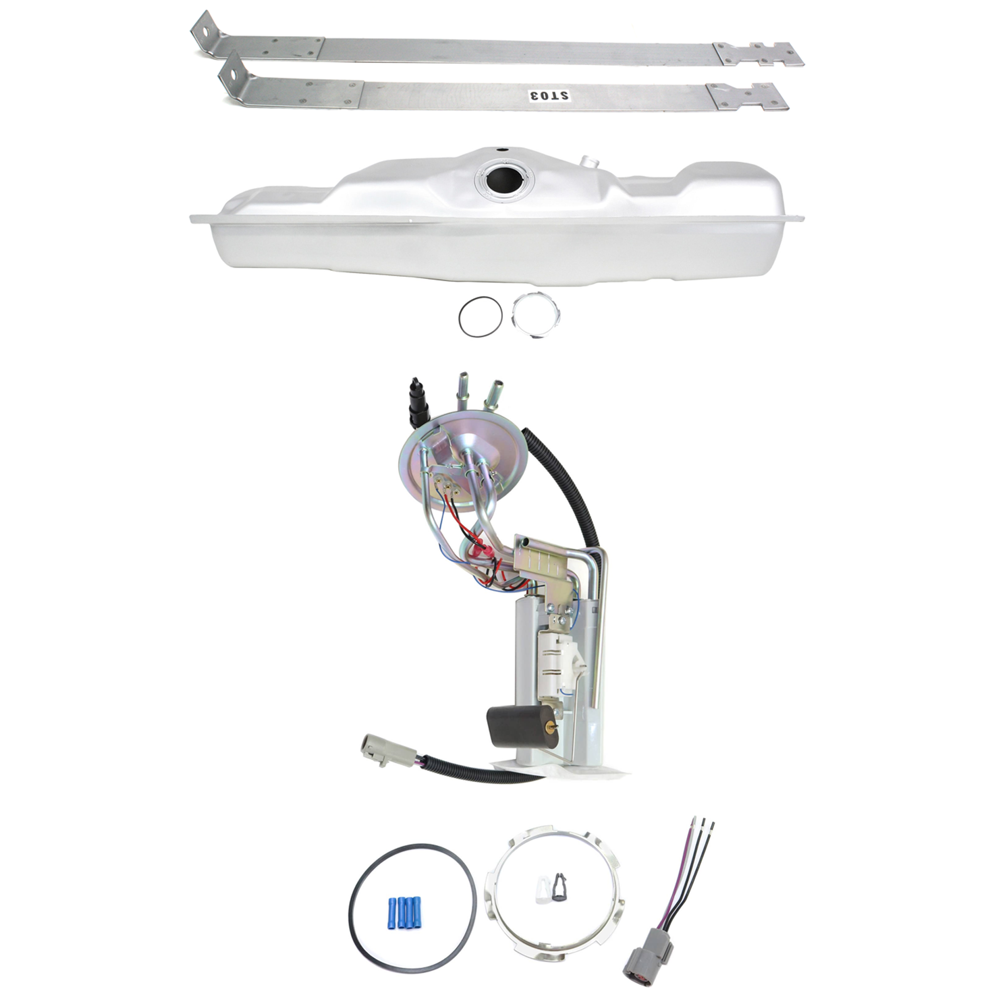 AM F SERIES 92-96 FUEL TANK 4 pc Kit w Fuel Pump and Fuel Tank Strap SKU KIT 012925 C305 OEM F6TZ9002N FG0198-11B1 F6TZ9A40