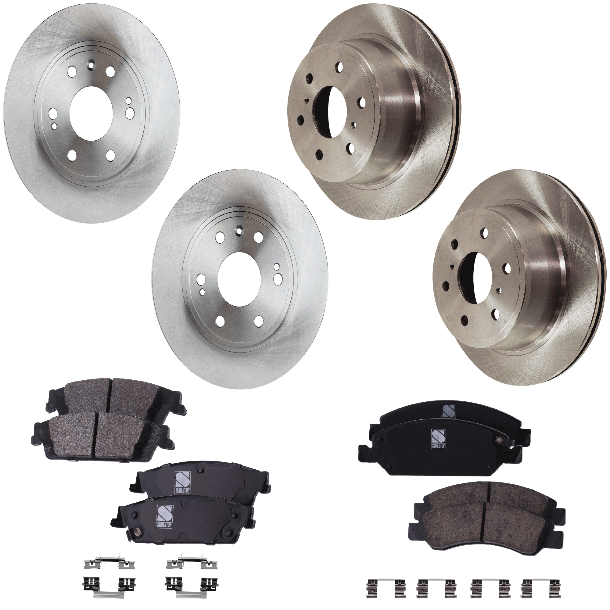 AM ESCALADE TAHOE 18-20 FRONT AND REAR BRAKE DISC AND PAD KIT 4 Wheel Set Plain Surface SKU KIT 012925 C30 OEM 15792634-88963556-19257667-227