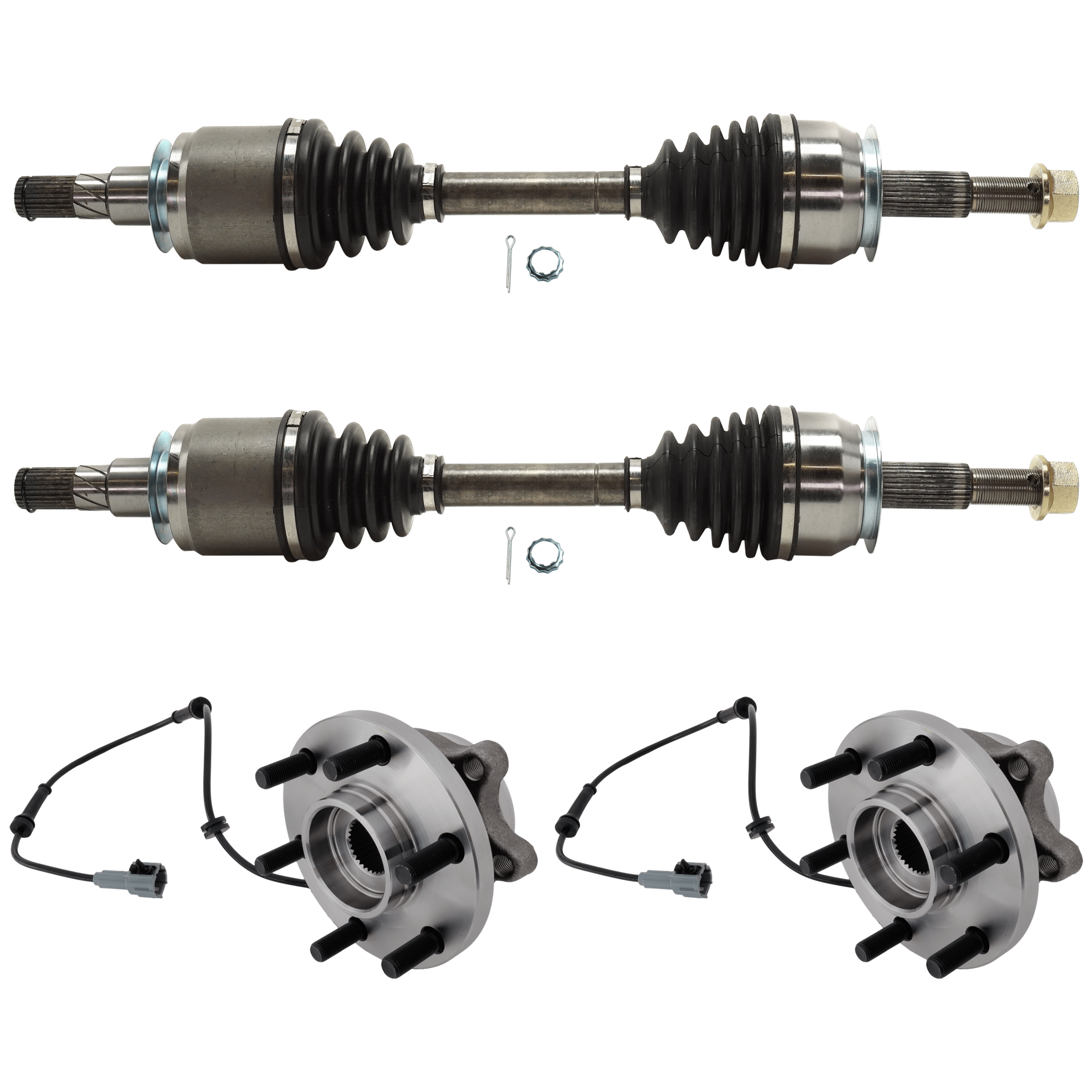 AM FRONTIER 05-19 PATHFINDER 05-12 FRONT CV AXLE ASSEMBLY RH AND LH 4 pc Kit w Wheel Hub SKU KIT 012925 C318 OEM 402024X01A 4342082Z30
