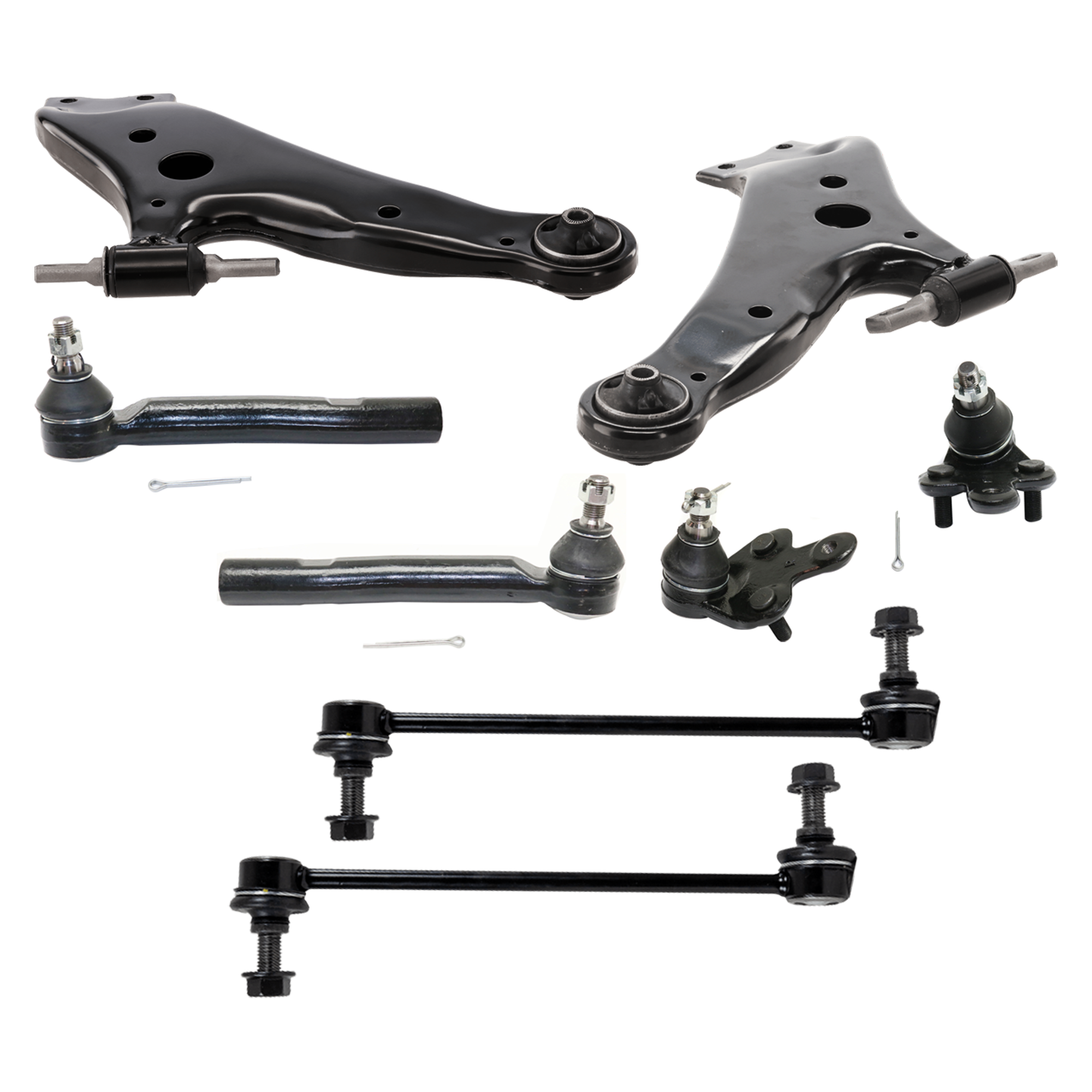 AM HIGHLANDER 08-19 VENZA 09-16 FRONT CONTROL ARM RH AND LH Lower w o ball joint s 8 pc Kit with Ball Joint Sway Bar Link and Tie Rod End SKU KIT 012925 C319 OEM 1017332 TC5009-45D10005 FA2464