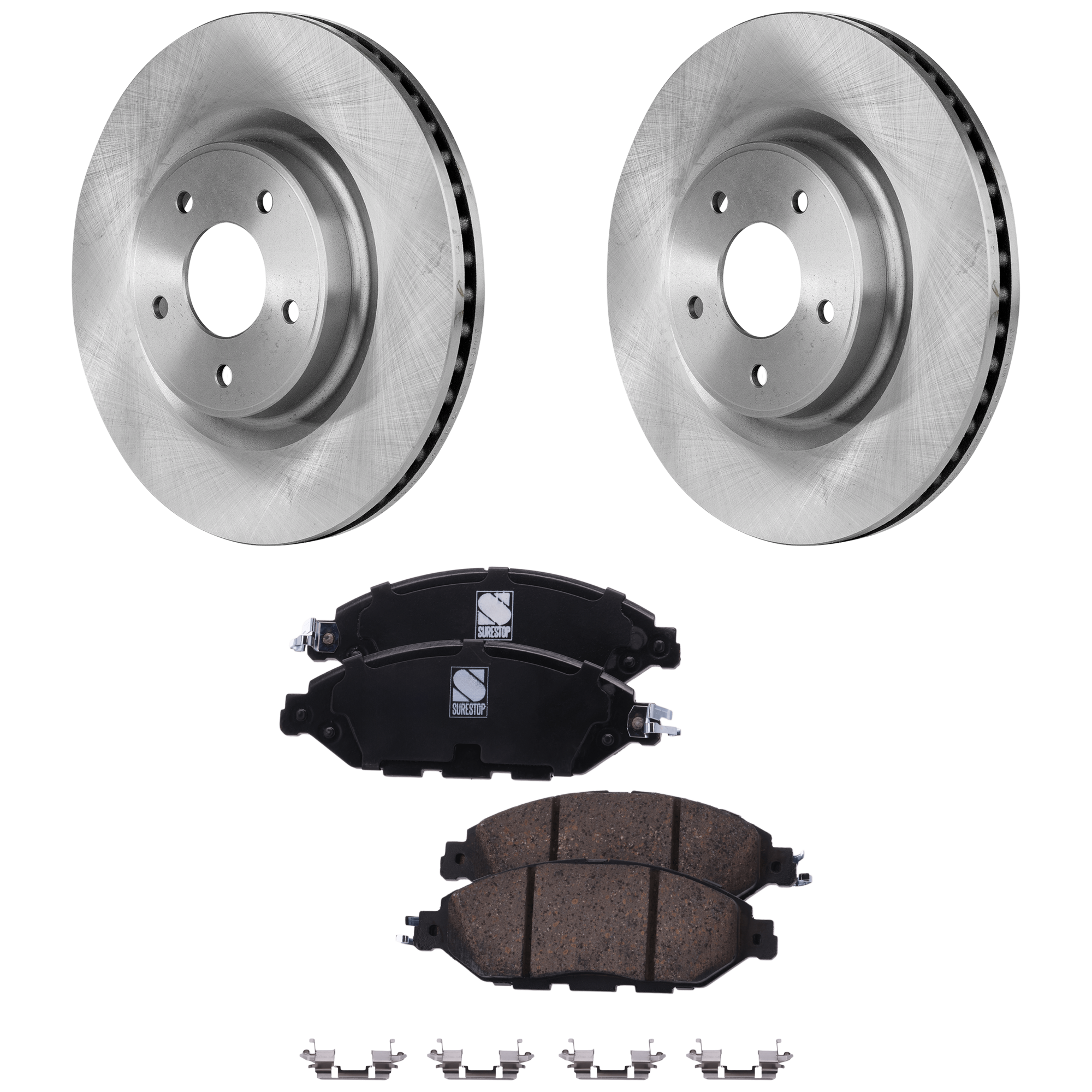 AM PATHFINDER 13-20 QX60-14-20 FRONT BRAKE DISC AND PAD kit 4 pc kit Plain Surface SKU KIT 012925 C332 OEM 44765-0833566-850356-60067105