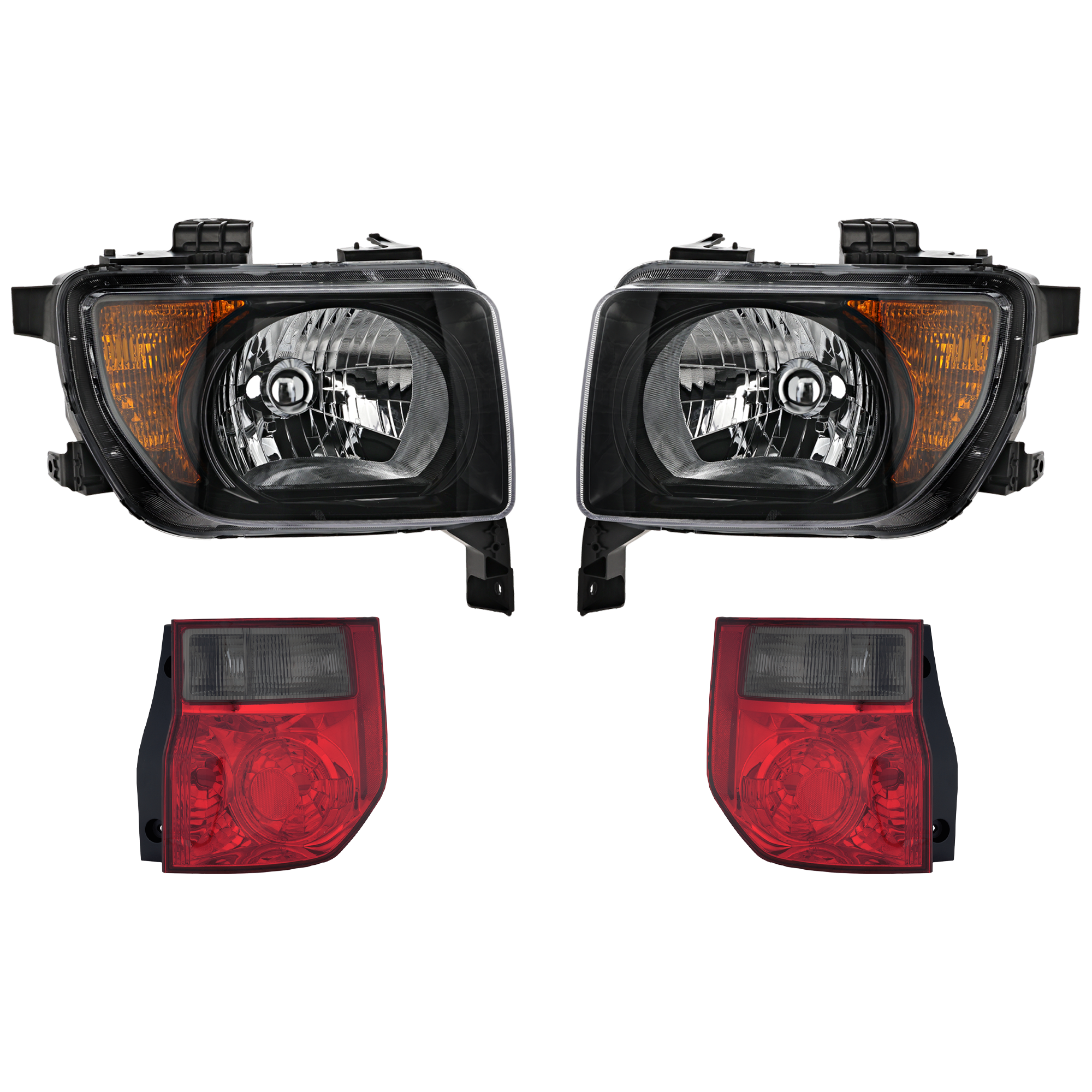 AM ELEMENT 07-08 TAIL LAMP RH AND LH Lens and Housing 4 pc Kit with Headlight SKU KIT 012925 C347 Partslink HO2519114 HO2518114 OEM 33101SCVA21-33151SCVA21