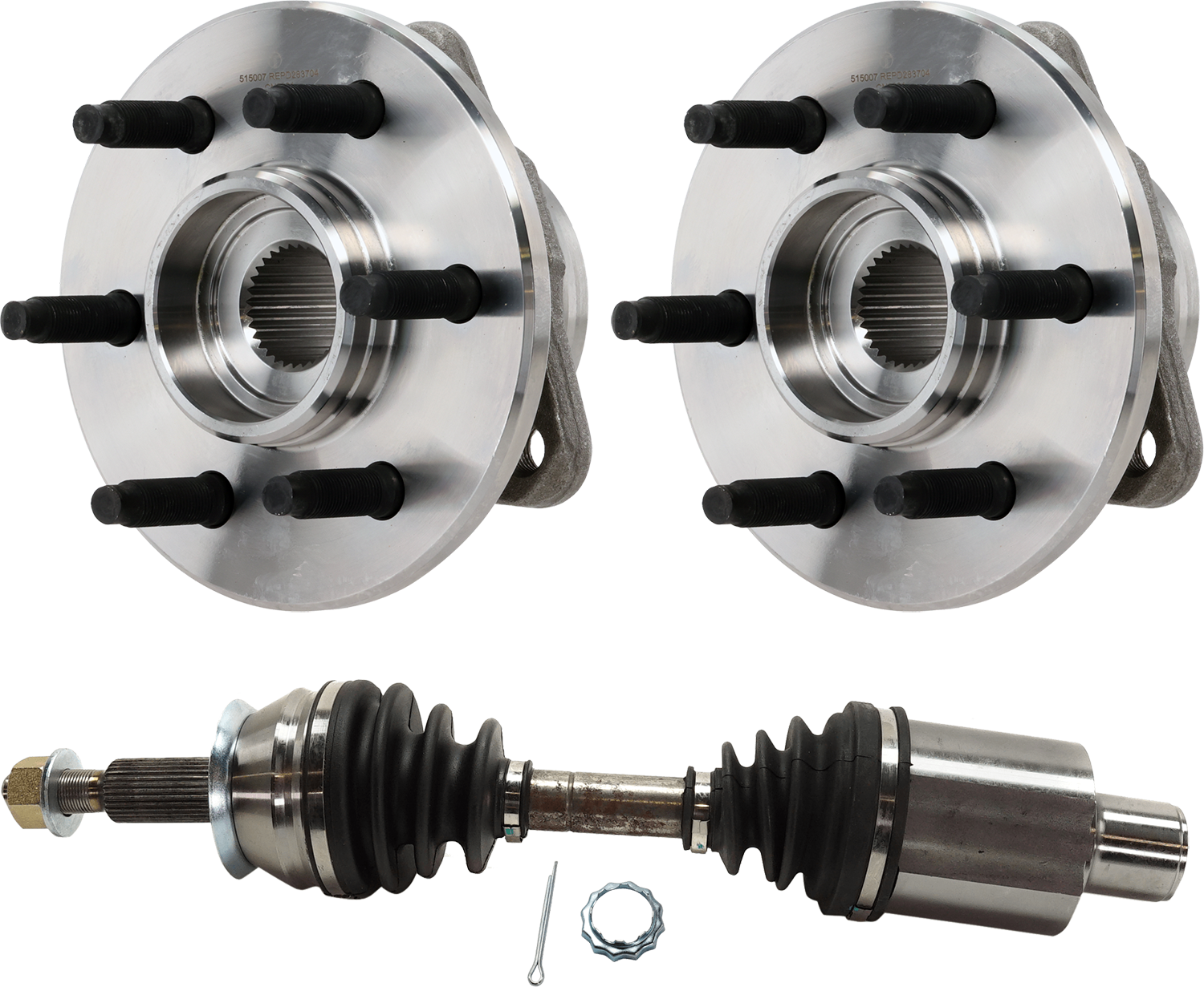AM DAKOTA 01-04 DURANGO 01-03 FRONT CV AXLE ASSEMBLY RH AND LH 3 pc kit with Wheel Hub SKU KIT 012925 C376 OEM 52069361AC