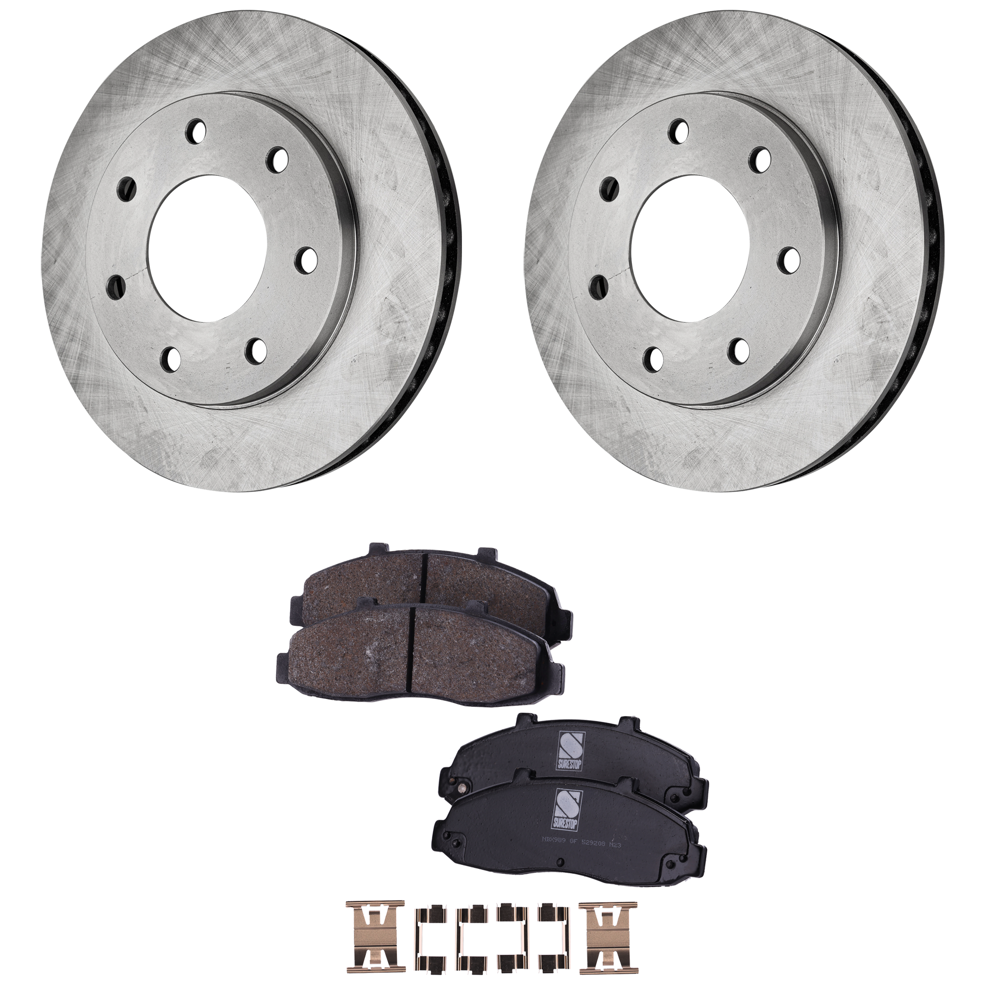 AM F 150-00-03 F 150 HERITAGE 04-04 FRONT BRAKE DISC AND PAD kit 4 pc kit 4WD SKU KIT 012925 C391 OEM F75Z1125AC XL3Z1125BA F65Z2001