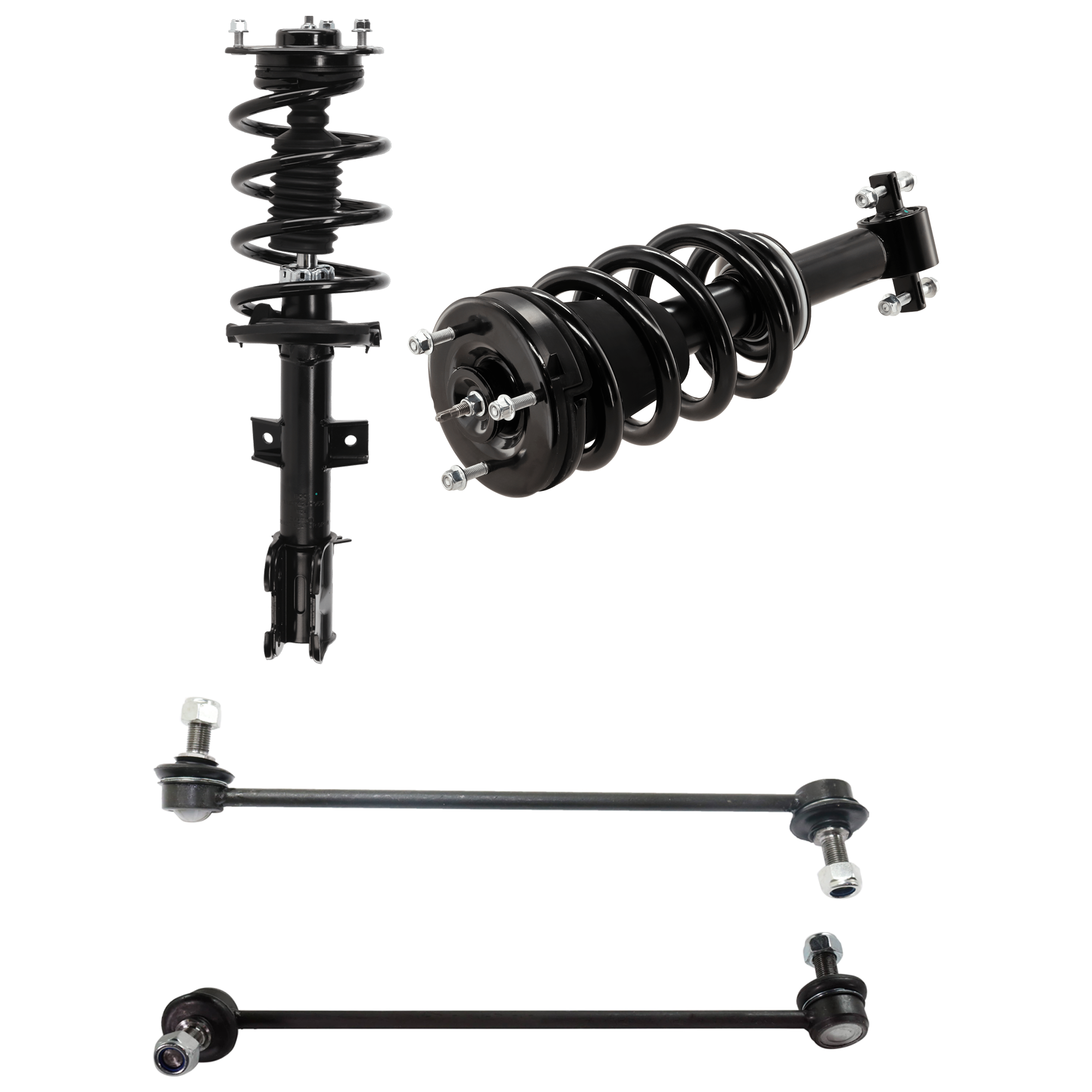 AM SANTA FE 10-12 FRONT LOADED STRUT RH AND LH Gas Charged Twin tube 4 pc Kit w Sway Bar Link SKU KIT 012925 C43 OEM 548302B000-548402B000-548402B2