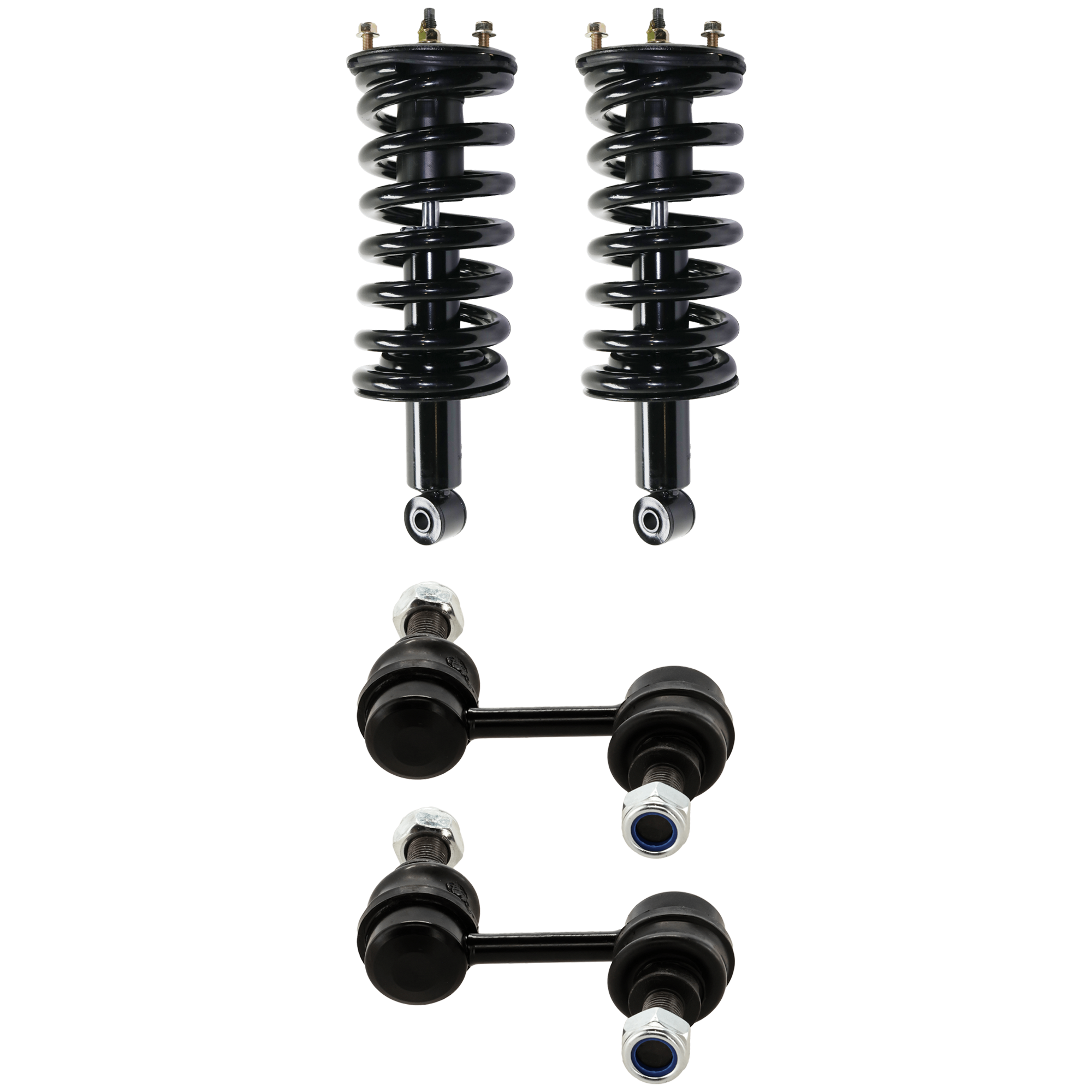 AM QX56-04-10 ARMADA 05-15 FRONT LOADED STRUT RH AND LH Gas Charged Twin tube RWD 4 pc Kit w Sway Bar Link SKU KIT 012925 C48 OEM 1016035-2651876-5451668-187501