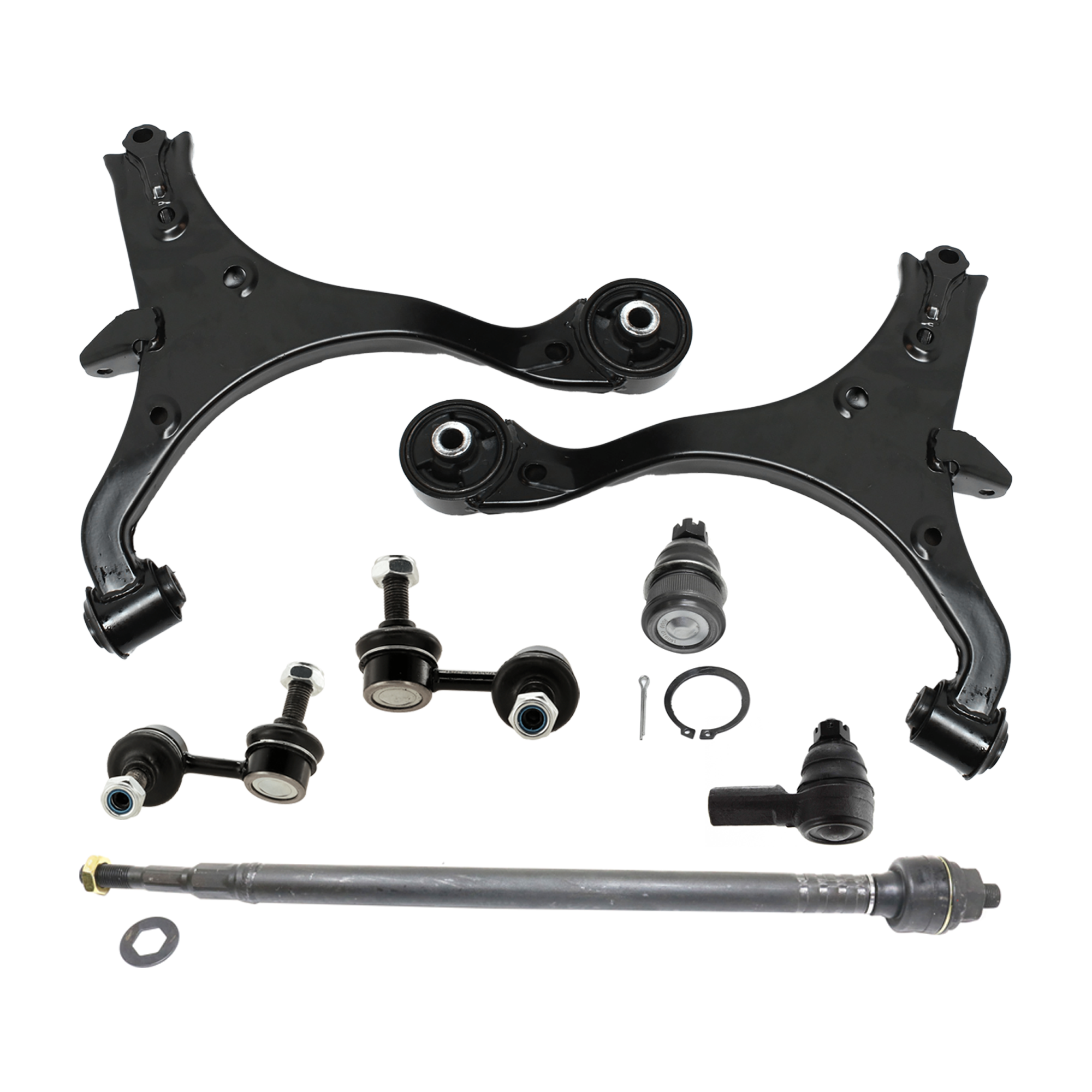 AM EL 01-05 CIVIC 01-05 FRONT CONTROL ARM RH AND LH Lower w o ball joint s 7 pc Kit with Ball Joint Sway Bar Link and Tie Rod End SKU KIT 012925 C57 OEM 51350S5A306-51350S5AA02-5135