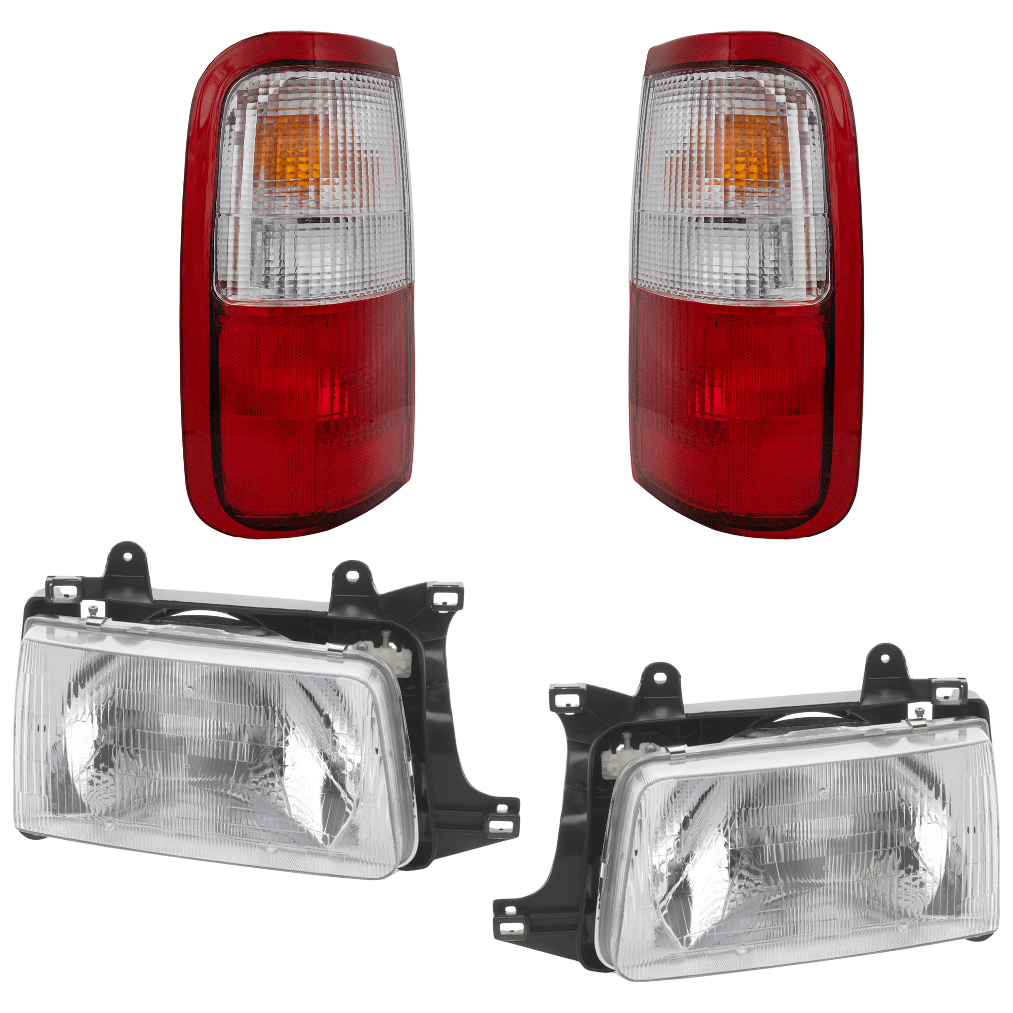 AM T100-93-98 HEAD LAMP RH AND LH Assembly Halogen 4 pc Kit w Tail Light SKU KIT 012925 C59 Partslink TO2818102 TO2819102 OEM 8156134010-8155134010