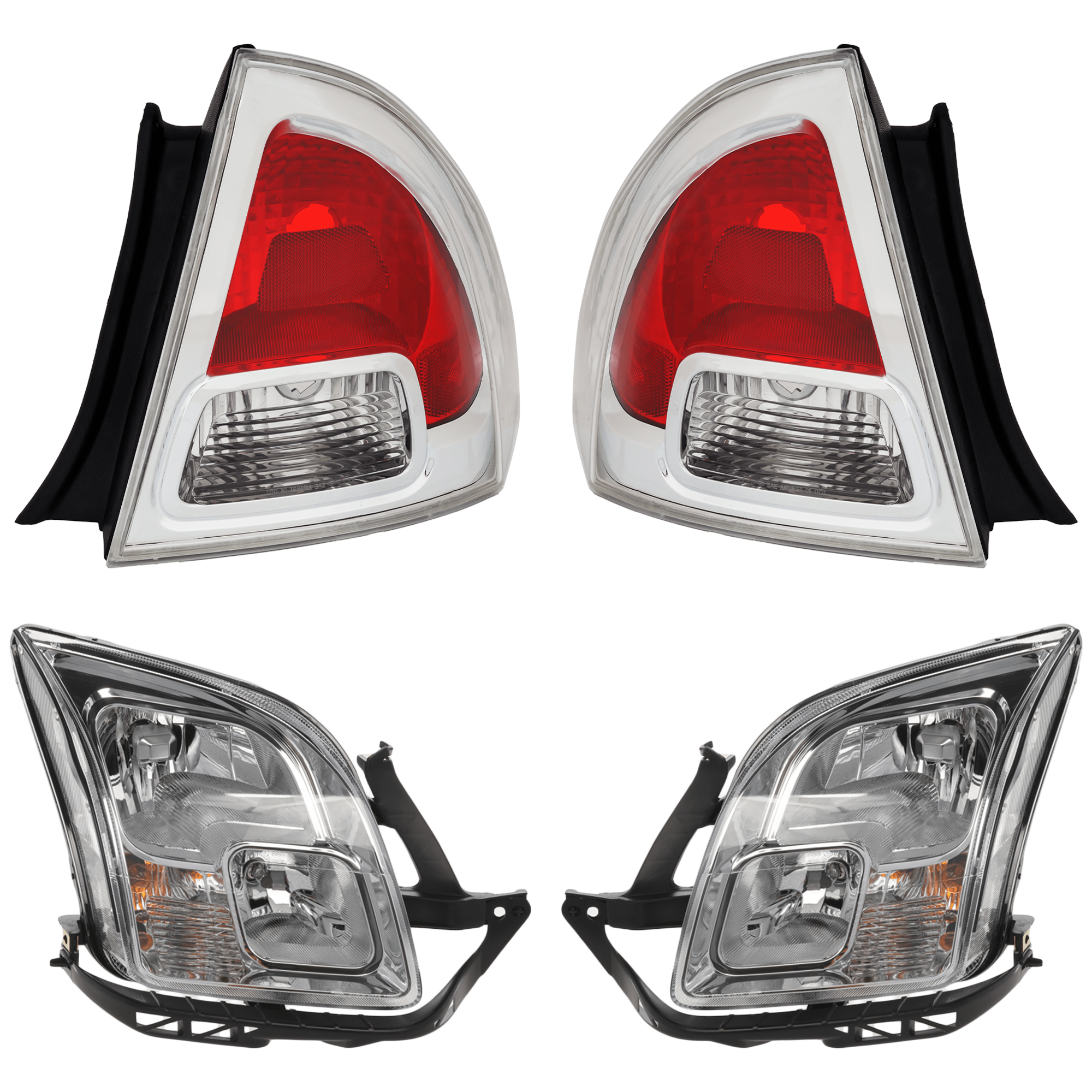 AM FUSION 06-09 HEAD LAMP RH AND LH Assembly Halogen 4 pc Kit w Tail Light SKU KIT 012925 C60 Partslink FO2502219C FO2503219C FO2818123C FO2819113C OEM 6E5Z13008AD 6E5Z13008BD 6E5Z13