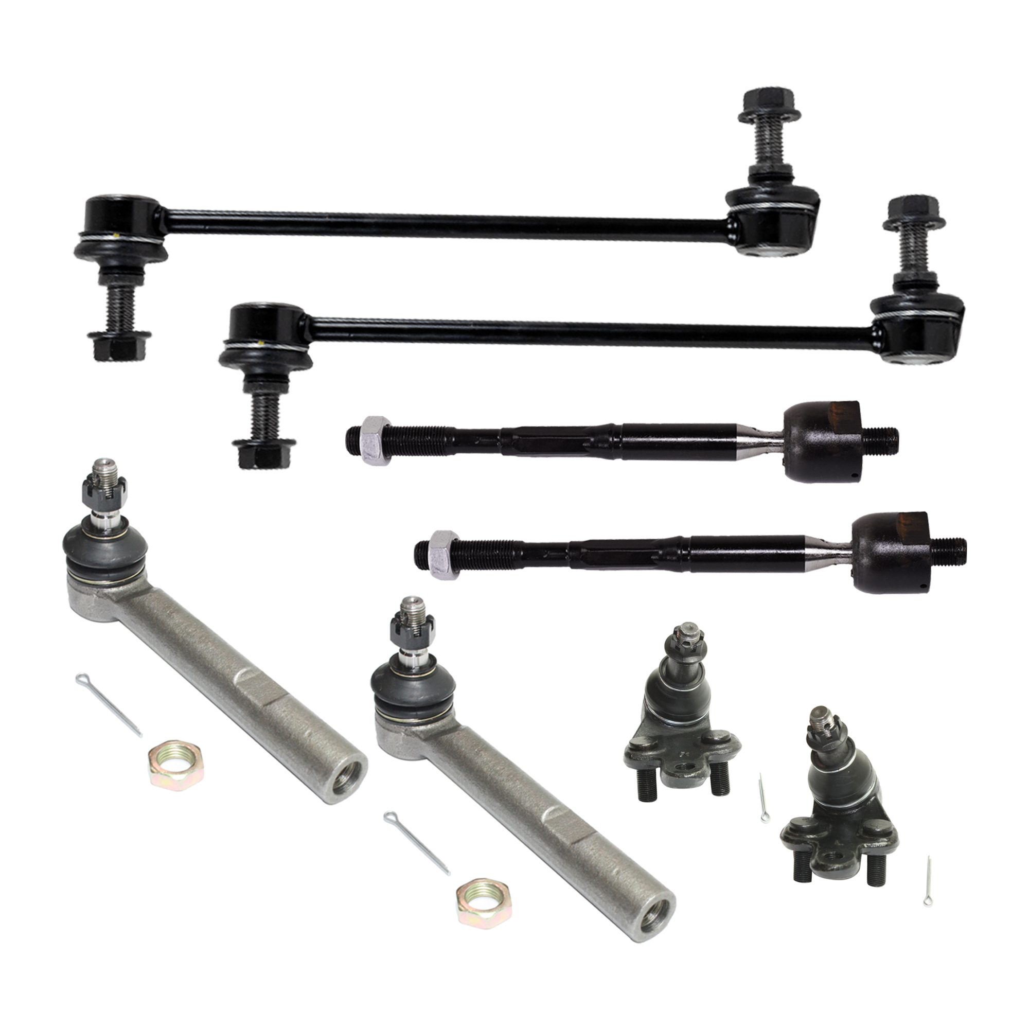 AM HIGHLANDER 04-07 RX350-07-09 FRONT BALL JOINT RH AND LH Lower 8 pc Kit w Sway Bar Link and Tie Rod End SKU KIT 012925 C88 OEM 104307-1014883-2601570-5051302