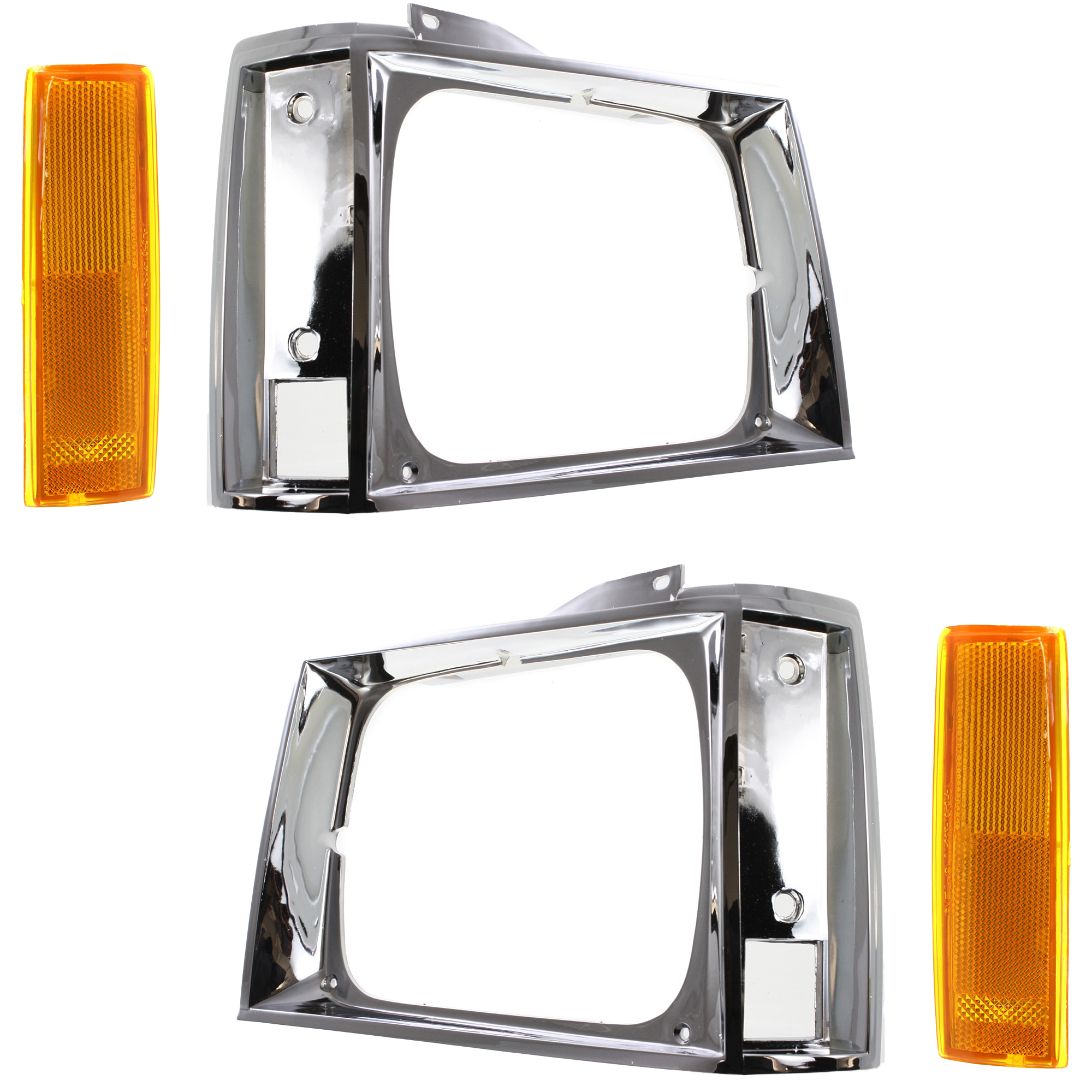 AM S10 S15 PICKUP 82-90 HEAD LAMP DOOR RH and LH 4 pc Kit with Corner Light SKU KIT 013019-10 Partslink GM2513121 GM2512121 GM2550116 GM2551108 OEM 15591586-15591585-929917-92991