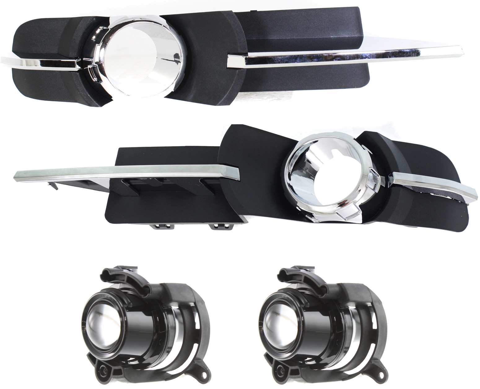 AM MALIBU 08-12 FOG LAMP RH AND LH 4 pc kit Assembly Halogen includes Fog Light Trim SKU KIT 013019-20 Partslink GM2590106 GM1038115 GM1039115 OEM 95419301-25905341-25905342