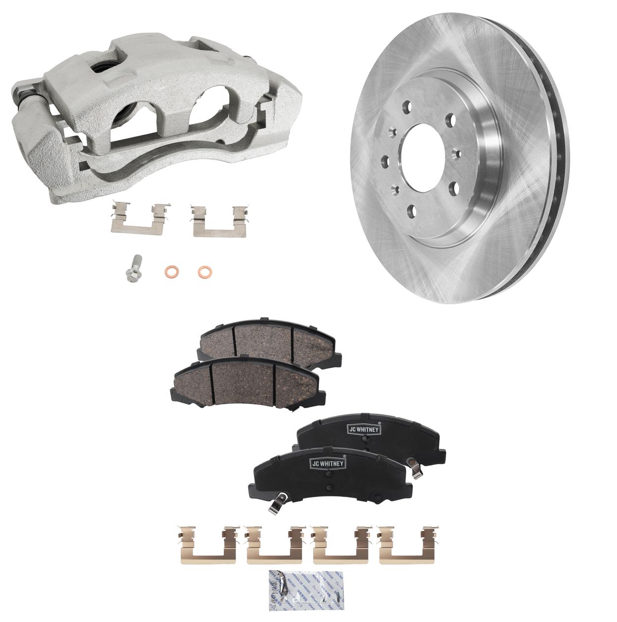 AM IMPALA 06-13 IMPALA LIMITED 14-16 FRONT BRAKE KIT WITH CALIPERS 2 Wheel Set Includes 2 Brake Caliper 2 Brake Disc and 1 Brake Pad Set Plain Surface 5 Lugs Cast Iron Ceramic SKU KIT 013025-01 OEM 15251335-25955931-20879454-231