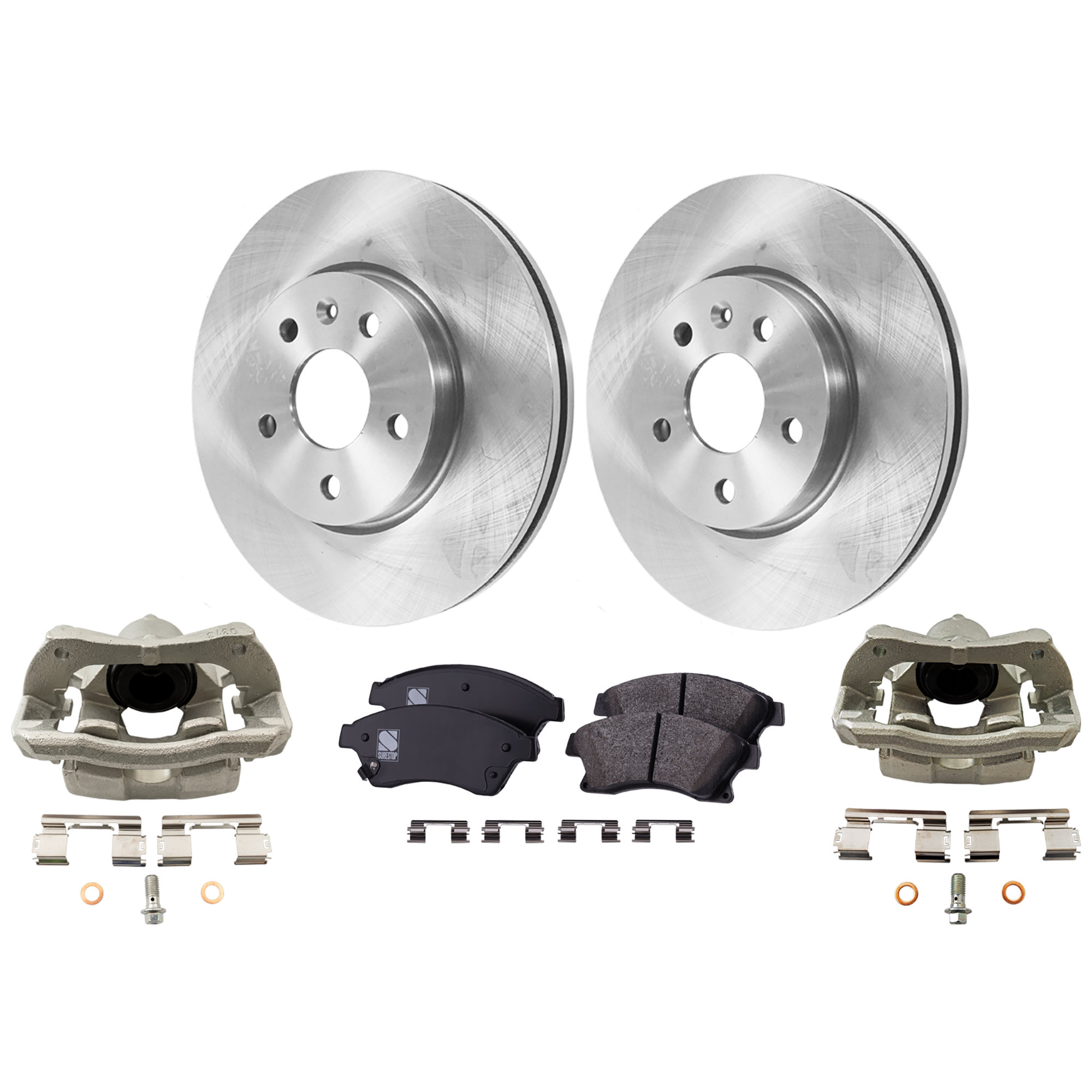 AM CRUZE 11-15 SONIC 12-17 FRONT BRAKE KIT WITH CALIPERS 2 Wheel Set Includes 2 Brake Caliper 2 Brake Disc and 1 Brake Pad Set SKU KIT 013025-04 OEM 13301189-13301190-13356286-134