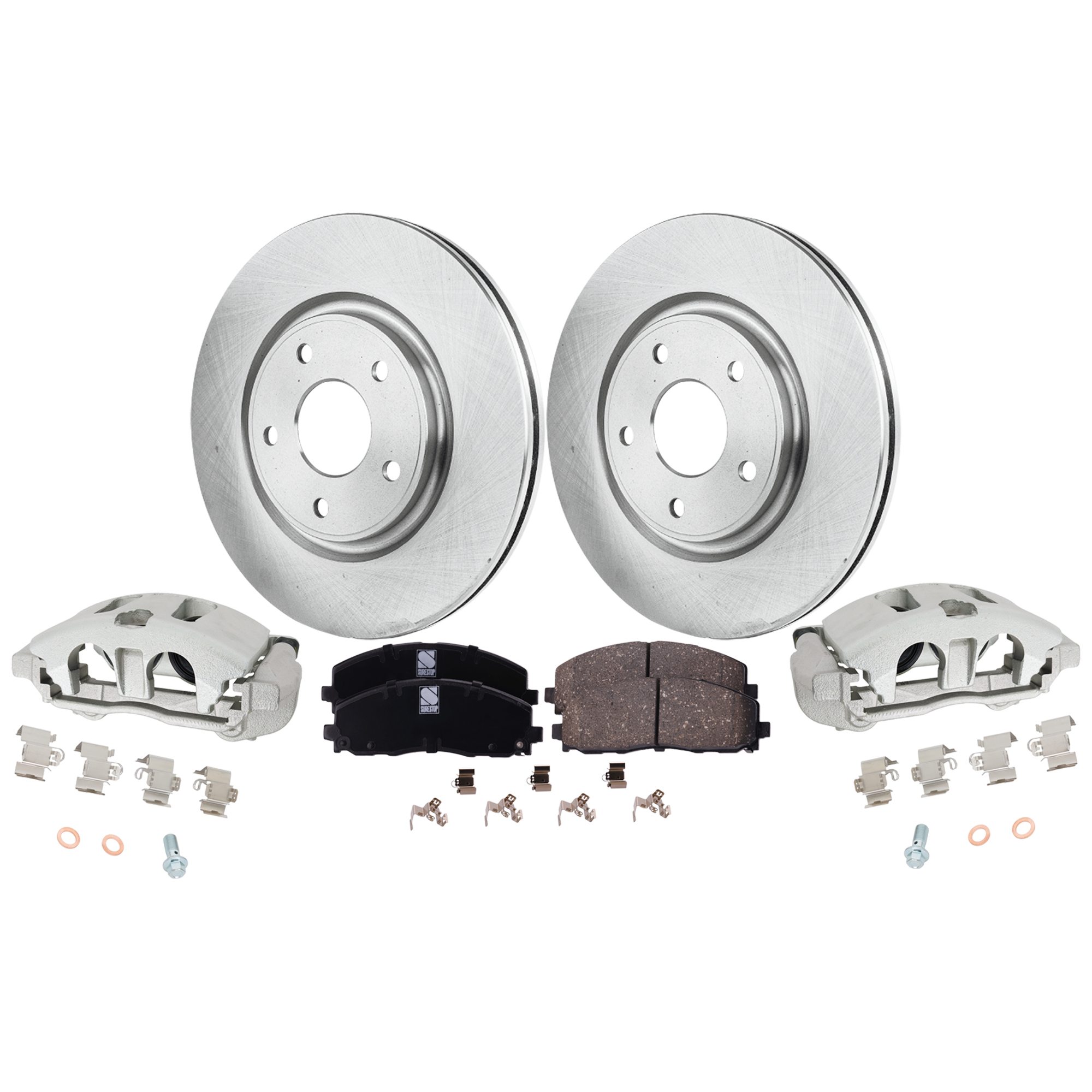 AM GRAND CARAVAN 12-20 PACIFICA 17-20 FRONT BRAKE KIT WITH CALIPERS 2 Wheel Set Includes 2 Brake Caliper 2 Brake Disc and 1 Brake Pad Set Plain Surface 5 Lugs Cast Iron Ceramic SKU KIT 013025-13 OEM 43179-53068-780964-850313-6004