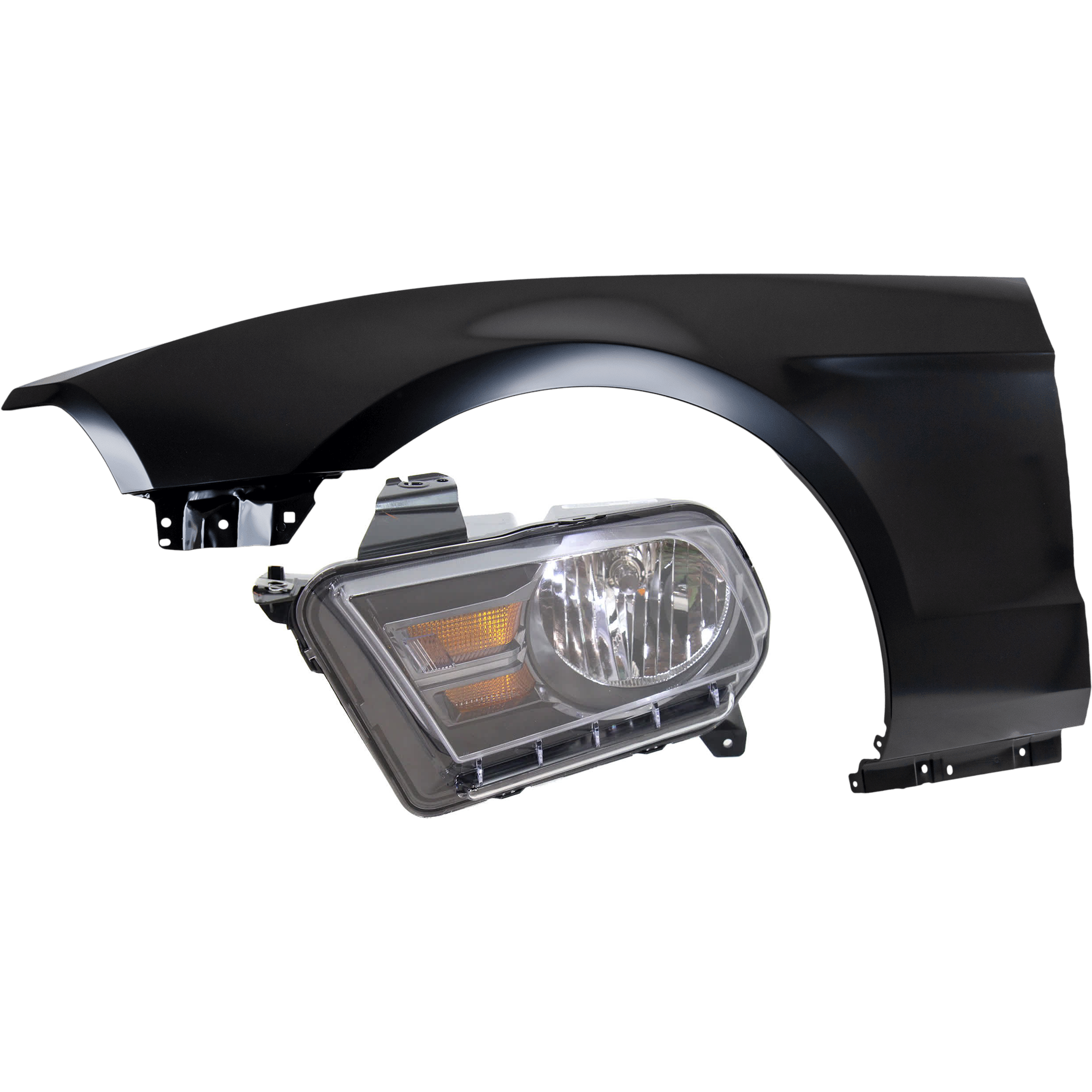 AM MUSTANG 10-14 HEAD LAMP LH 2 pc Kit includes Driver Side Fender SKU KIT 013026-125 Partslink FO2502276 FO1240281 OEM AR3Z13008D AR3Z16006A