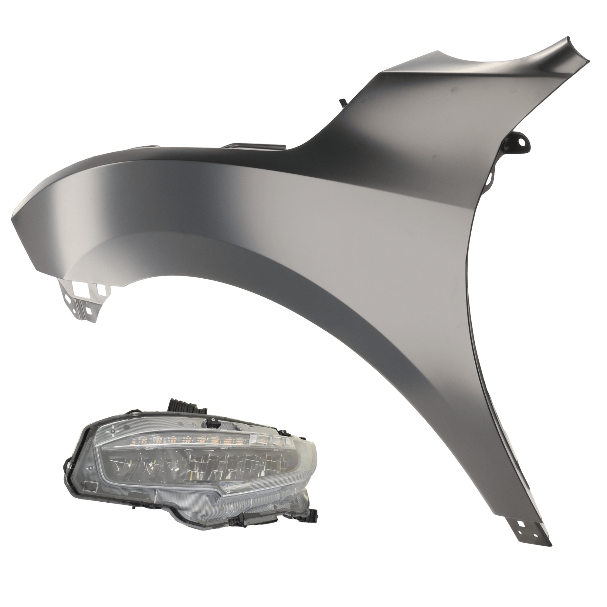 AM CIVIC 20-20 HEAD LAMP LH 2 pc Kit includes Driver Side Fender CAPA SKU KIT 013026-142 Partslink HO1240200C HO2502199C OEM 33150TBAA23-60261TBAA50ZZ