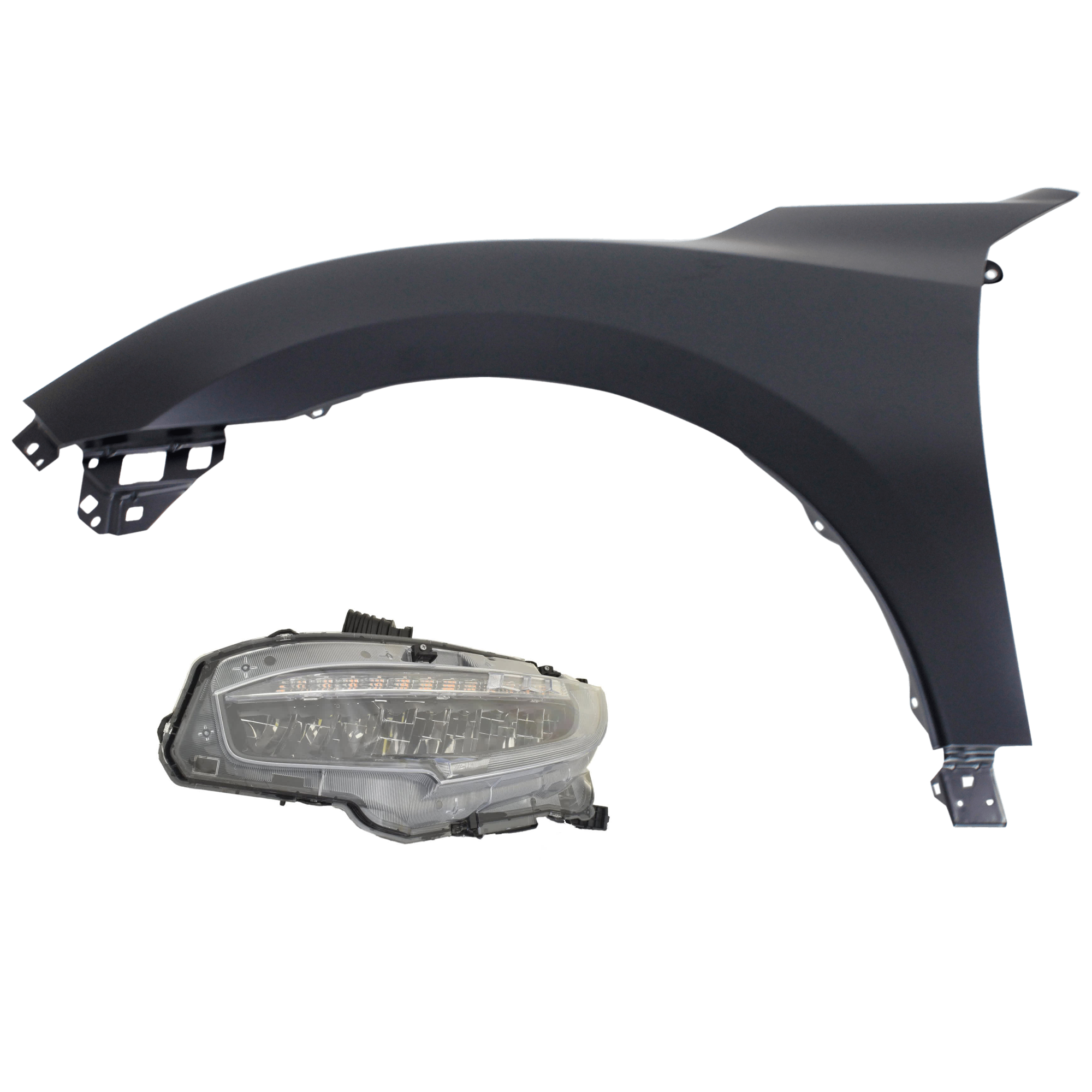 AM CIVIC 20-21 HEAD LAMP LH 2 pc Kit includes Driver Side Fender CAPA SKU KIT 013026-143 Partslink HO1240195C HO2502199C OEM 33150TBAA23-60261TGGA00ZZ