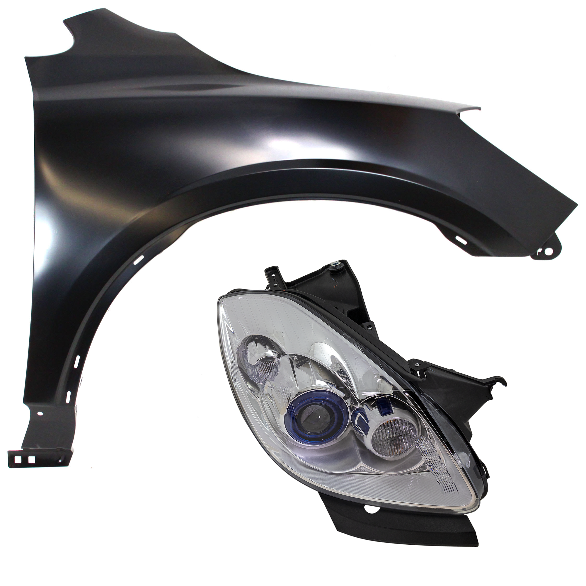 AM ENCLAVE 08-12 HEAD LAMP RH 2 pc Kit includes Passenger Side Fender SKU KIT 013026-152 Partslink GM1241347 GM2503311C OEM 19351935-20793343