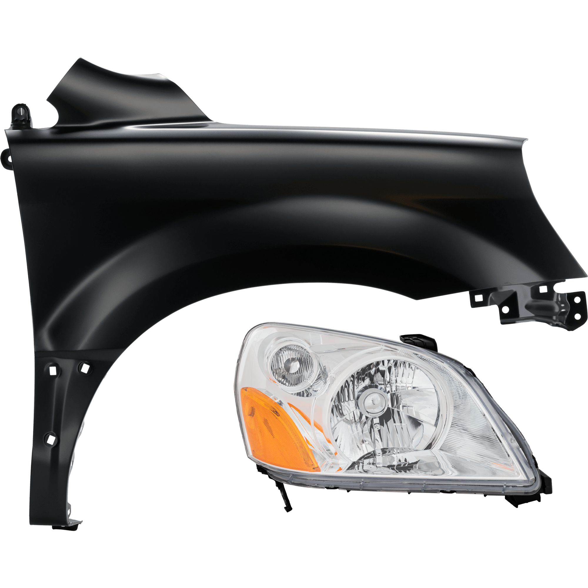 AM PILOT 03-05 HEAD LAMP RH 2 pc Kit includes Passenger Side Fender SKU KIT 013026-155 Partslink HO1241159 HO2519105C OEM 33101S9VA01-60211S9VA90ZZ