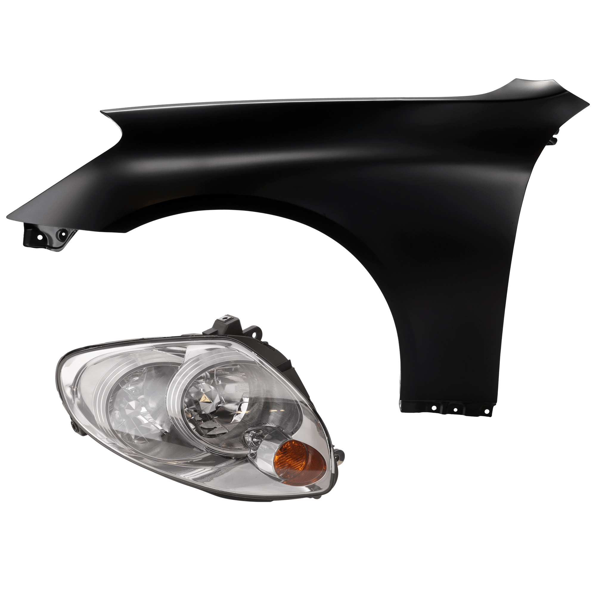 AM G35-05-06 HEAD LAMP LH 2 pc Kit includes Driver Side Fender SKU KIT 013026-161 Partslink IN2502122 IN1240107 OEM 26060AC70A 63101AL530