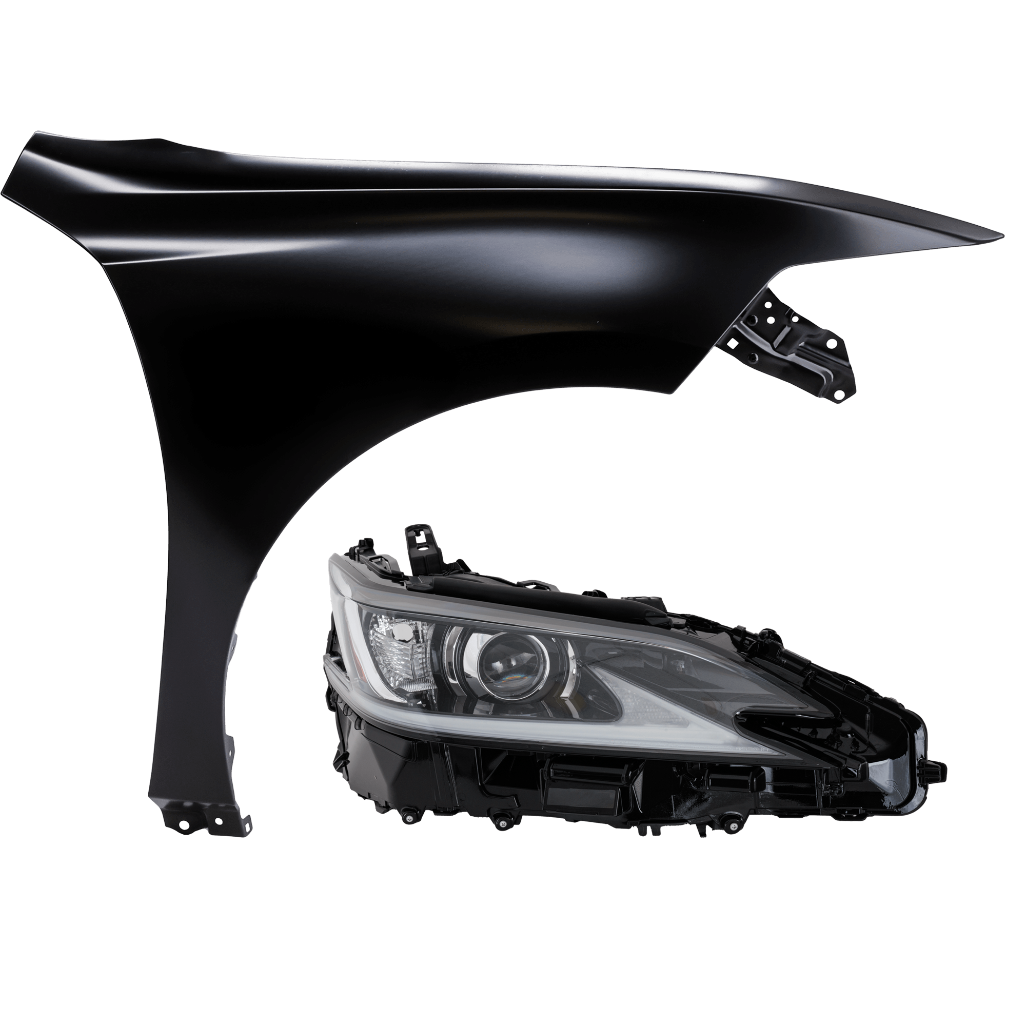 AM ES250-21-21 ES300H ES350-19-21 HEAD LAMP RH 2 pc Kit includes Passenger Side Fender SKU KIT 013026-187 Partslink LX1241141 OEM 8114533F31 PFM 5380106220 PFM