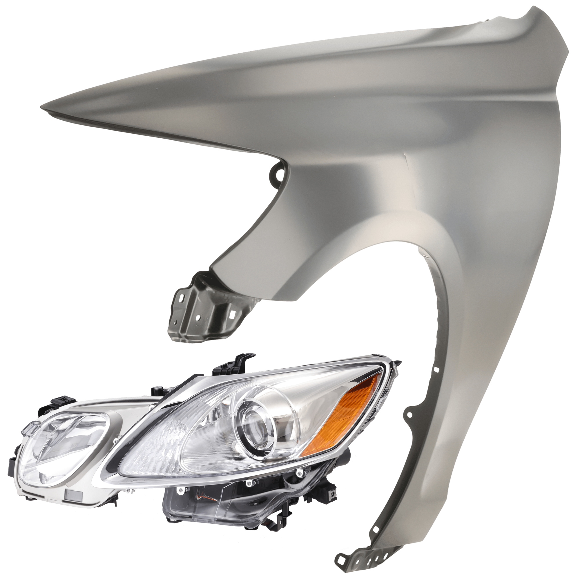 AM GS350-07-11 GS460-08-11 HEAD LAMP LH 2 pc Kit includes Driver Side Fender SKU KIT 013026-188 Partslink LX2518164 LX1240112 OEM 8107030B52-538023F211