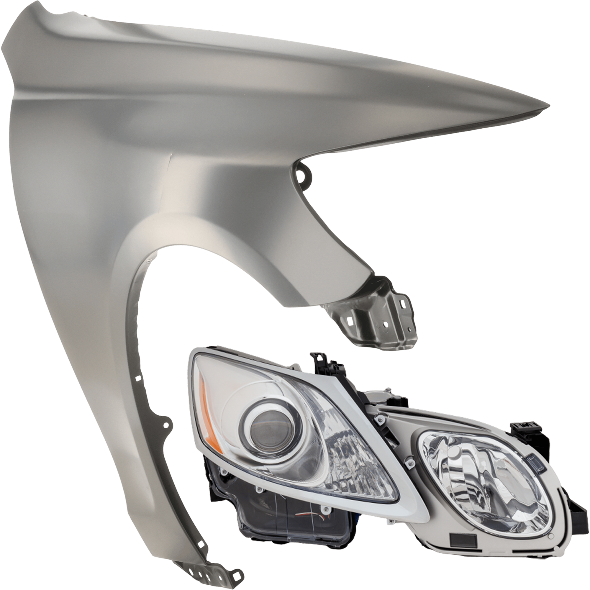 AM GS350-07-11 GS460-08-11 HEAD LAMP RH 2 pc Kit includes Passenger Side Fender SKU KIT 013026-189 Partslink LX2519164 LX1241112 OEM 8114030B41-5380130A01