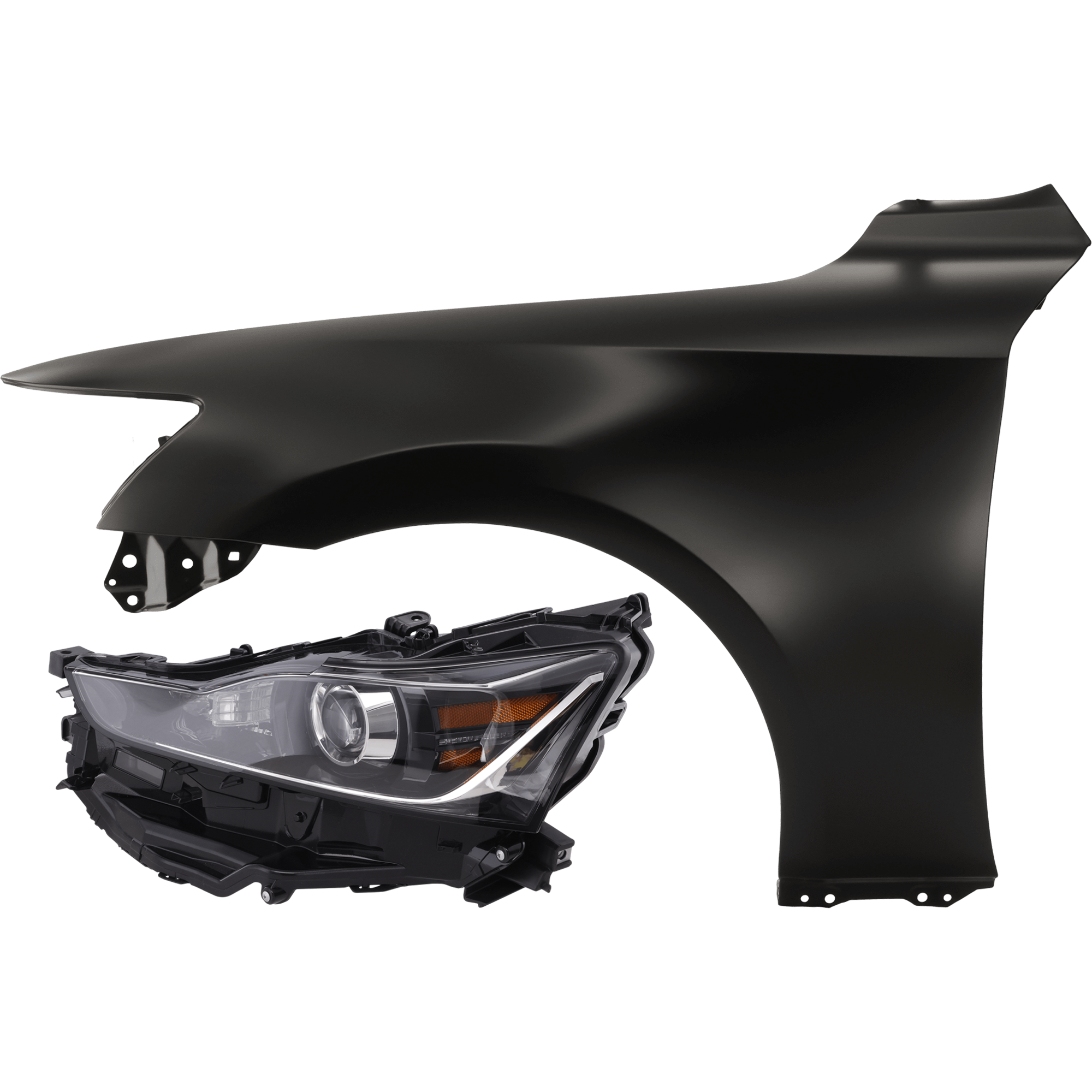 AM IS200T 17-17 IS300 IS350-17-20 HEAD LAMP LH 2 pc Kit includes Driver Side Fender SKU KIT 013026-196 Partslink LX1240129 OEM 8118553810 PFM 5380253150